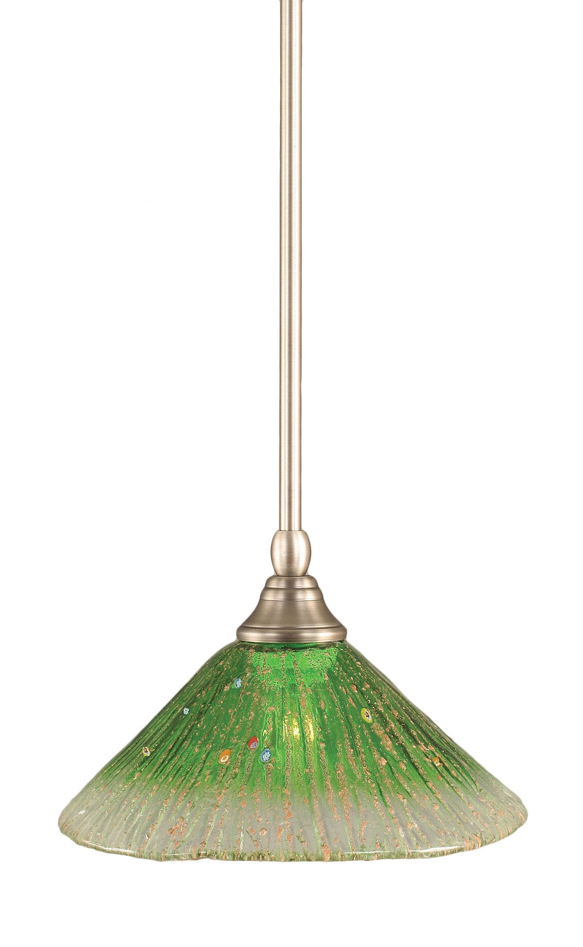 Toltech Lighting 23-Bn-437 10-Inch Stem Mini-Pendant Light Brushed Nickel Finish With Kiwi Green Crystal Glass