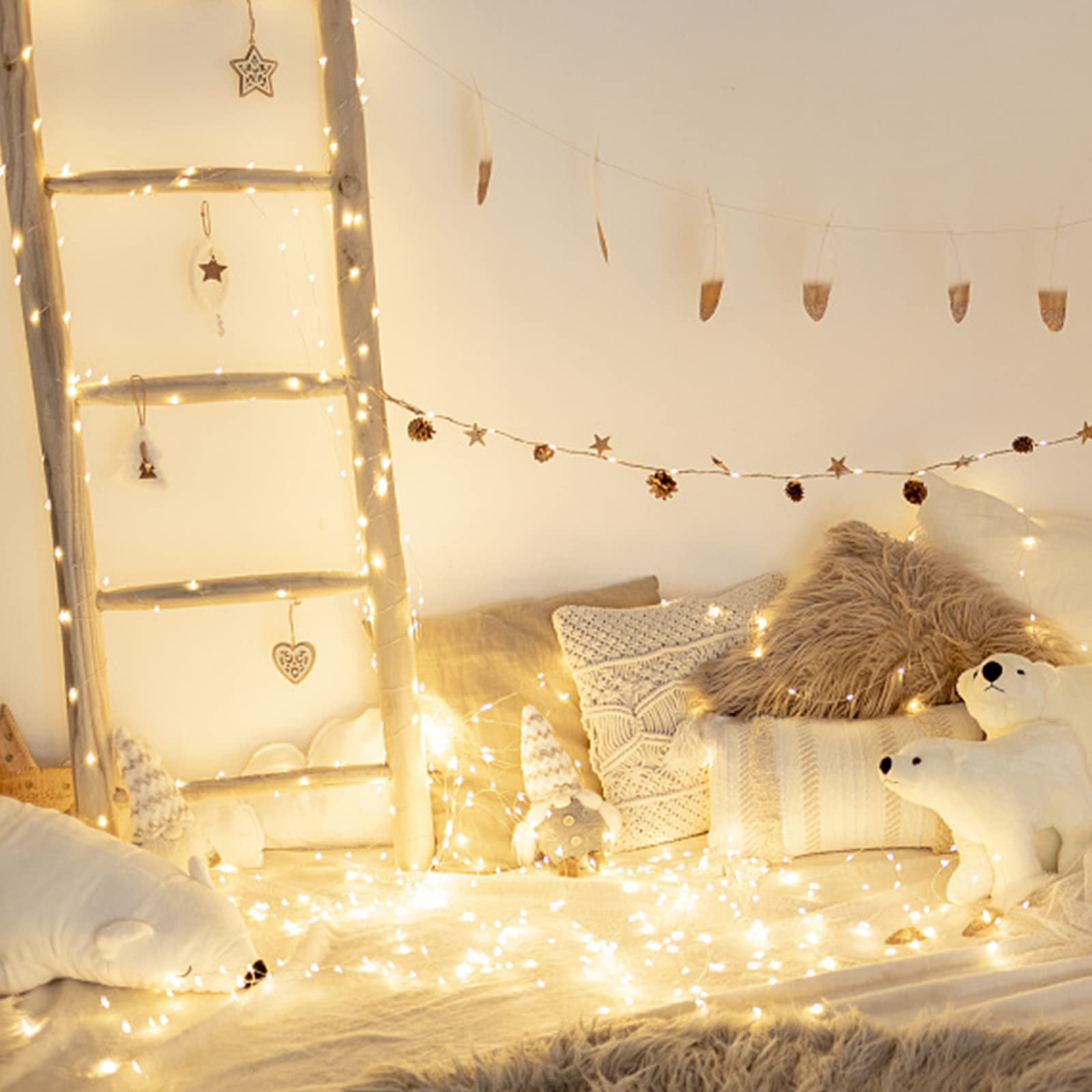 Turnmeon 90 Led Warm White Fairy Lights, 10Ft Battery Powered Copper Wire For Indoor/Outdoor Decor