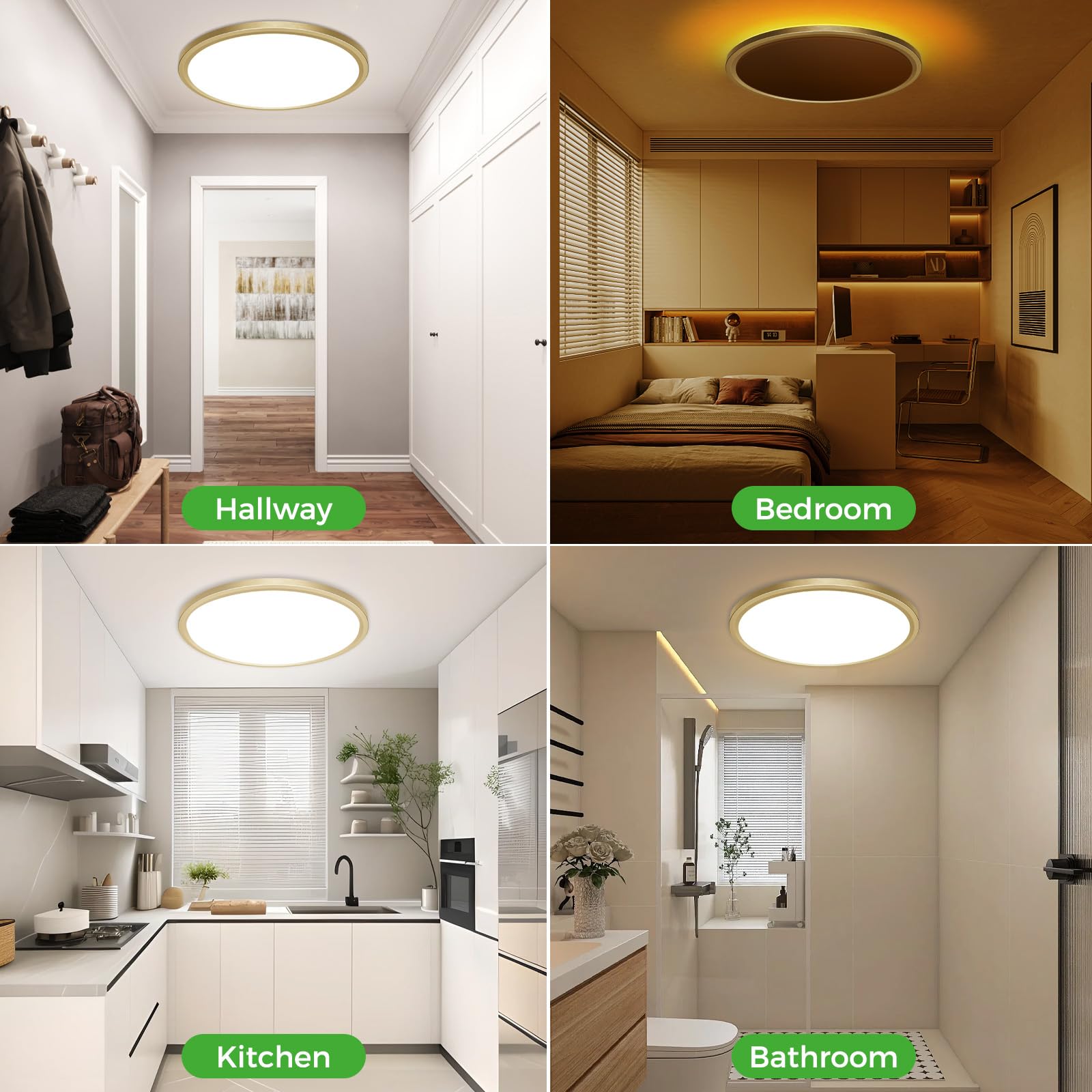 Zemty 12 Inch Led Ceiling Light With Night Light 1800K, 3000K/4000K/6500K Dimmable Fixture With Remote Control, Low Profile Ligh
