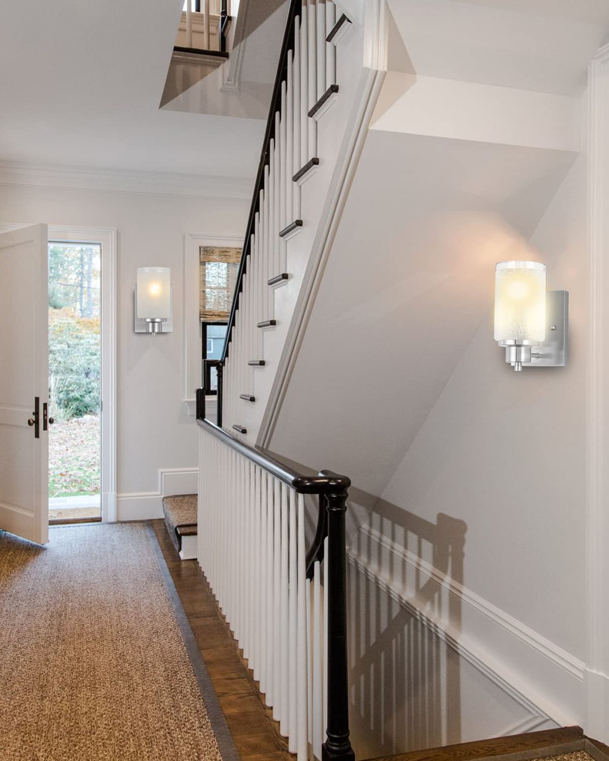 Eidonta 3 Pack Modern Bath Vanity Light Fixture, Frosted Glass Shades, Brush Nickle Finish