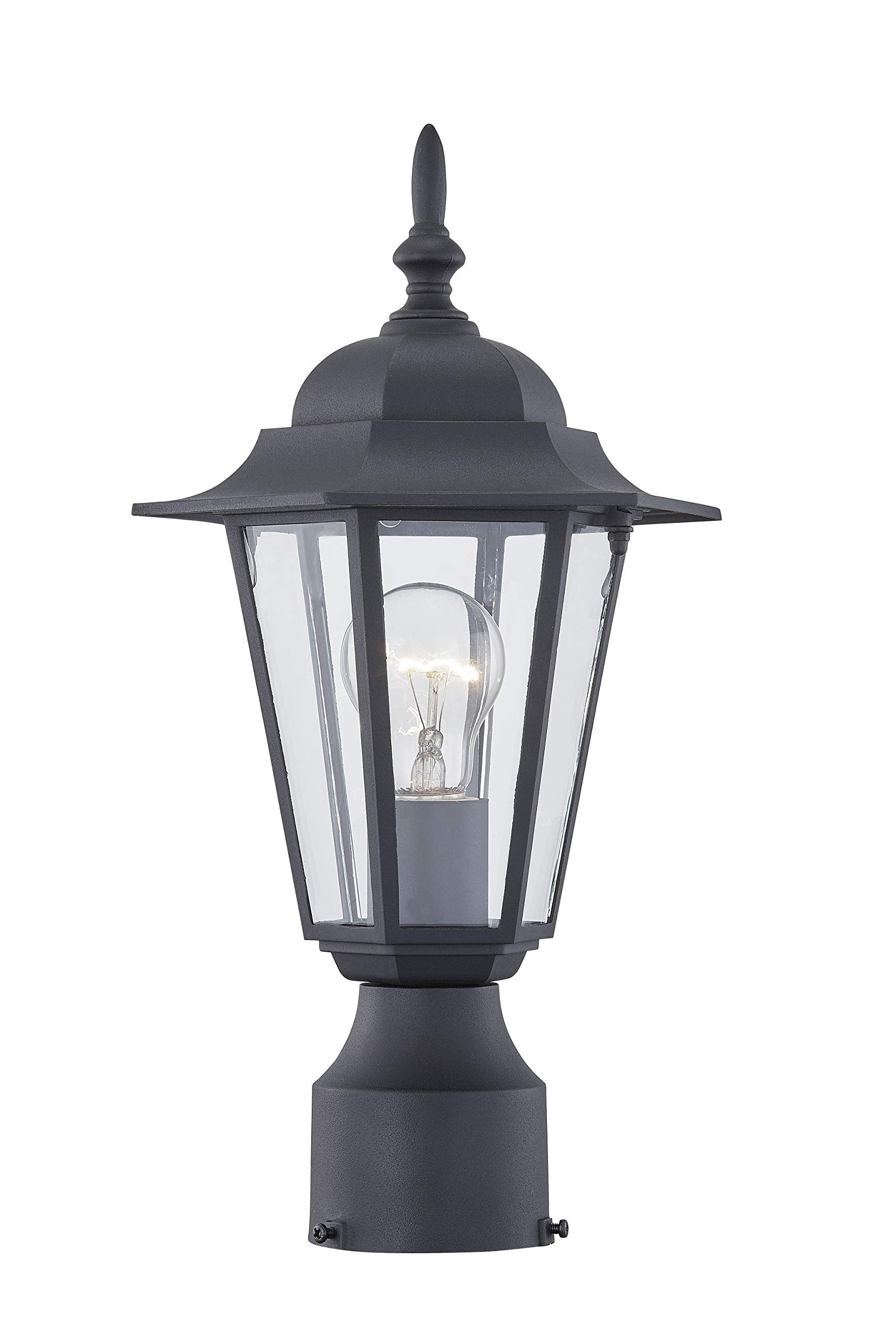 WISBEAM Outdoor Post Light, Pole Lantern, E26 Base 60W Max, Aluminum Housing Plus Glass, Wet Location Rated, ETL Qualified, Bulb