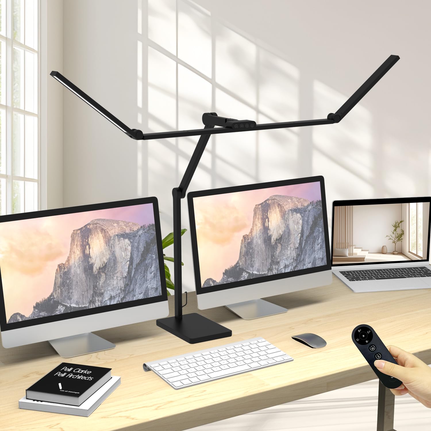 Omorepa 36W Architect Desk Lamp, Dimmable, Remote Control, Black, 47.4 Inches Wide, Model FDDL19