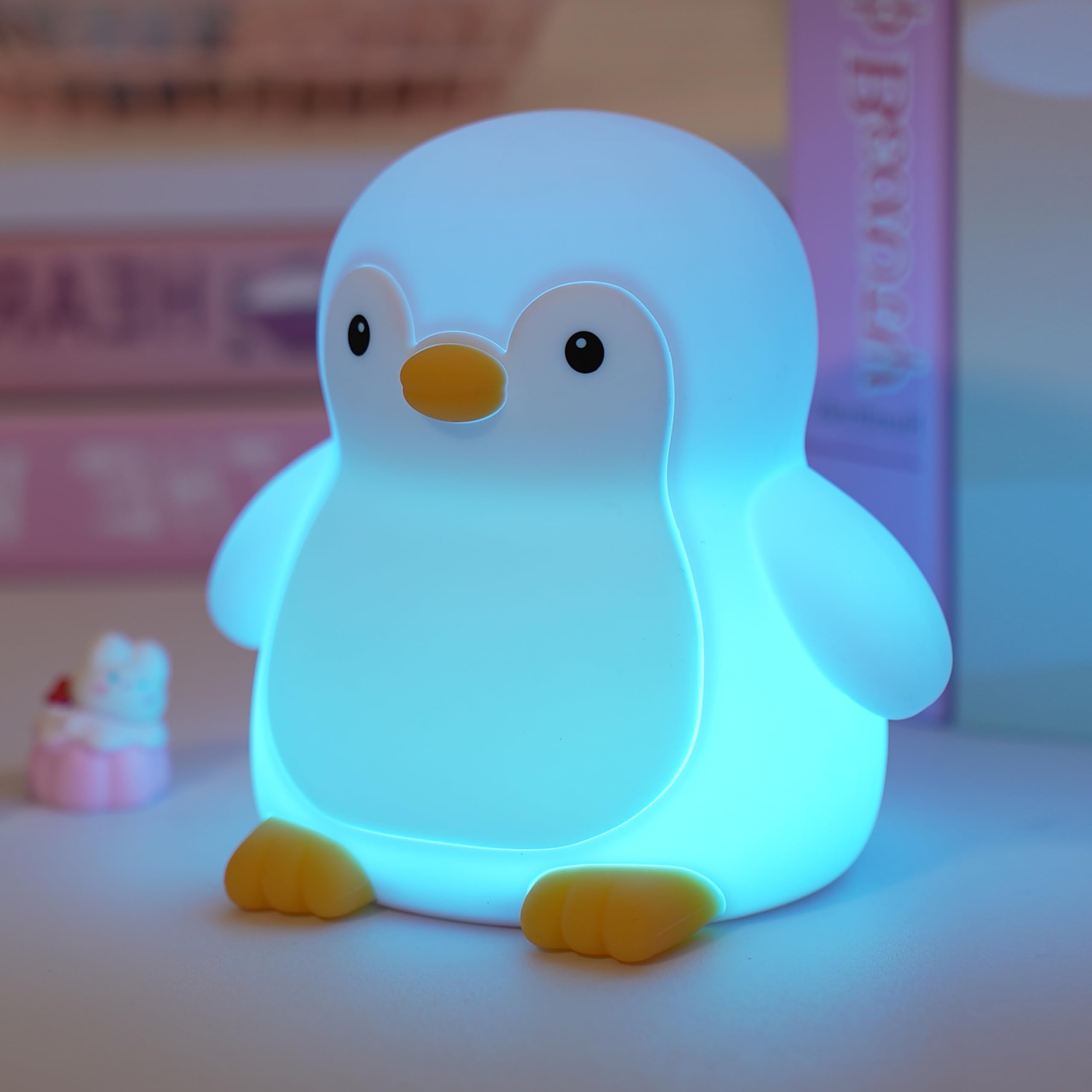 Myratts Led Cute Penguin Night Light, Colorful Dimmable Timer Nursery Kawaii Lamps, Super Squishy Silicone USB Rechargeable Besi