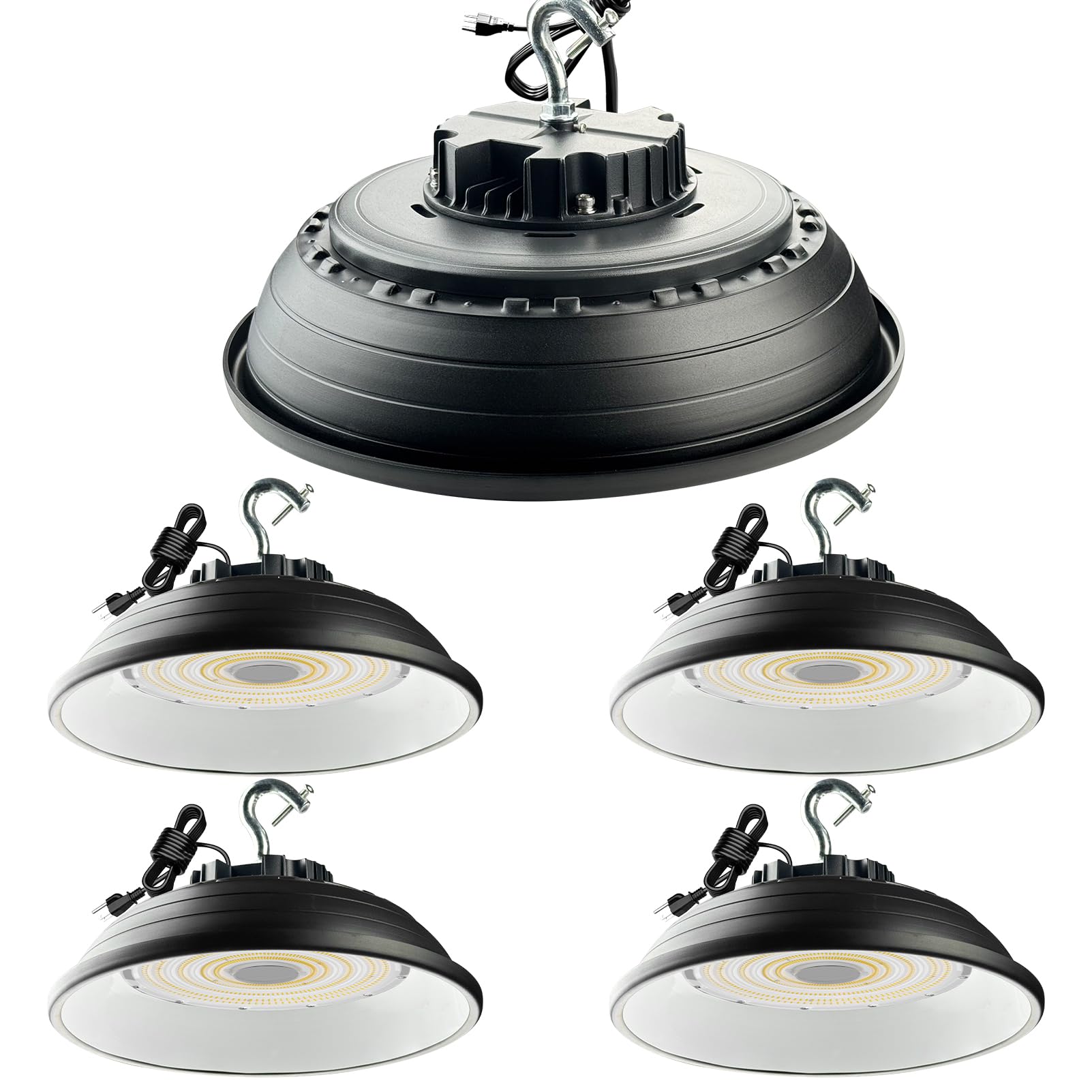 Lightdot 320W (320x1W) LED High Bay Lights with Reflector 48000lm 5000K UFO Lights AC100-277V Plug and Play High Bay LED Shop Li