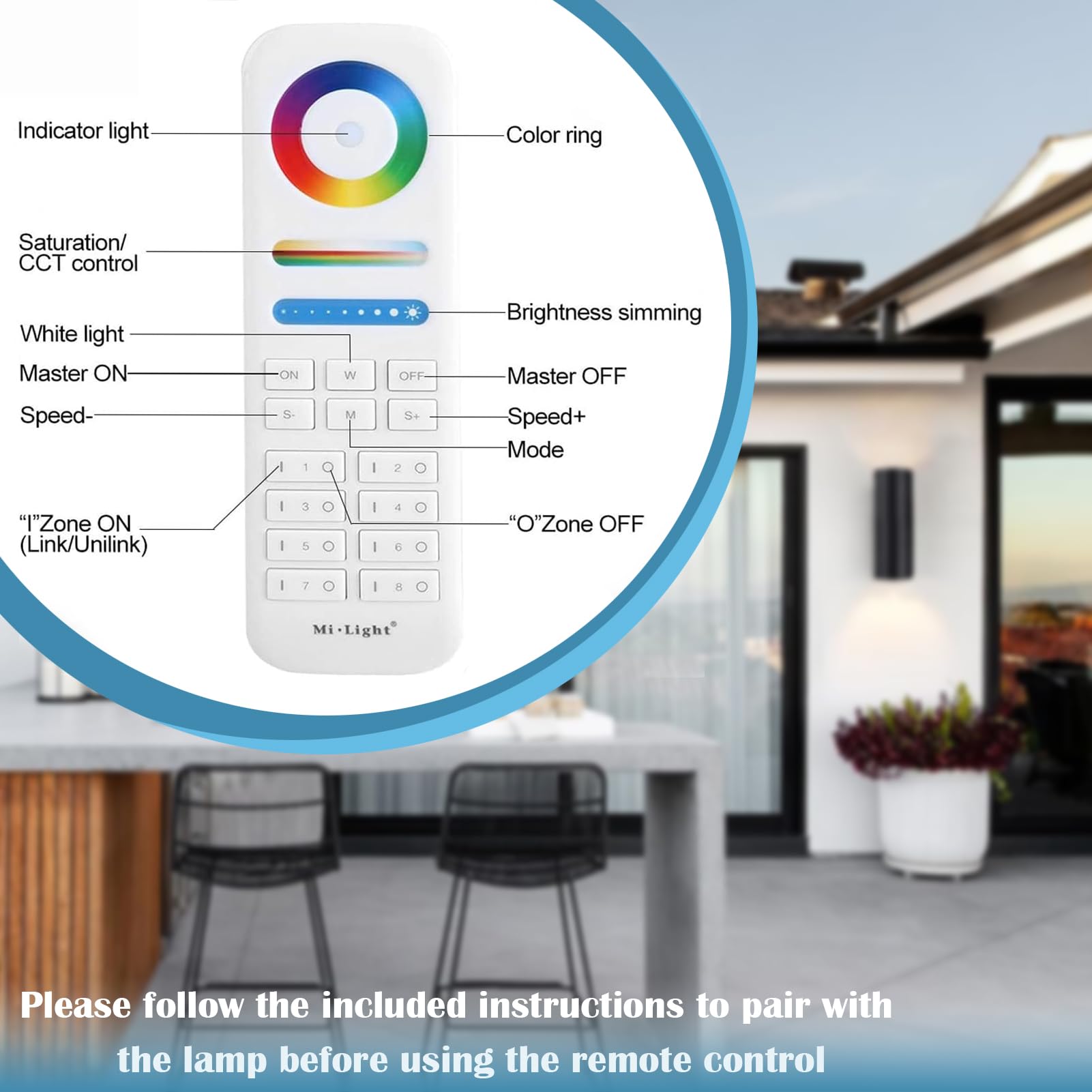 iYogaled RGB Color Changing Outdoor Wall Lights, ETL Listed, 2 Pack, Aluminum, Remote Control, Model FUT014RGB