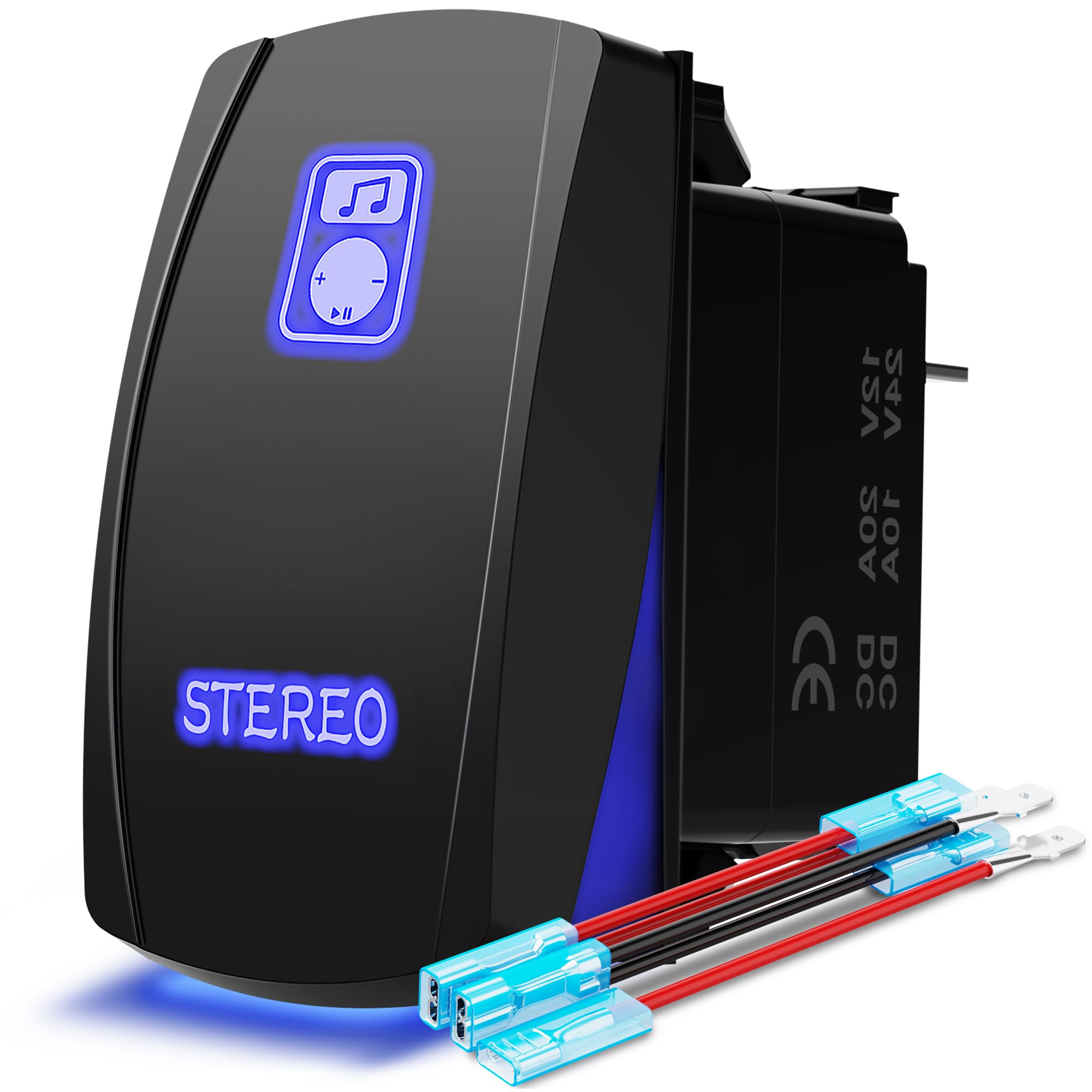 Mictuning Ls083601Jl Laser Stereo Rocker Switch Kit, On/Off Led Light, 20A 12V, Blue