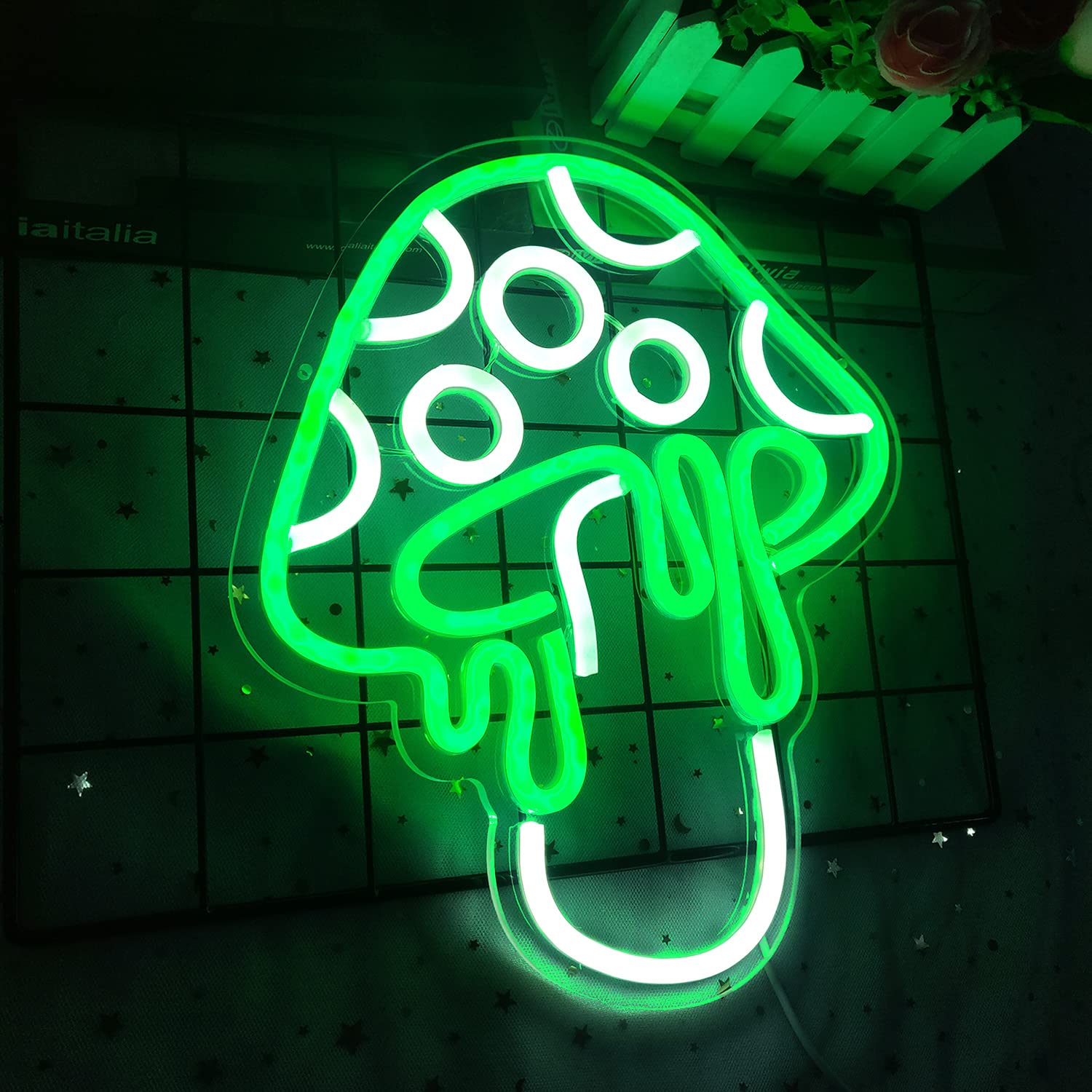 Mushroom Neon Sign - Dimmable Led Light, Cute 3D Wall Art, Signs For Decor Game Room Bedroom, Holiday Gift Children Kids Girl.