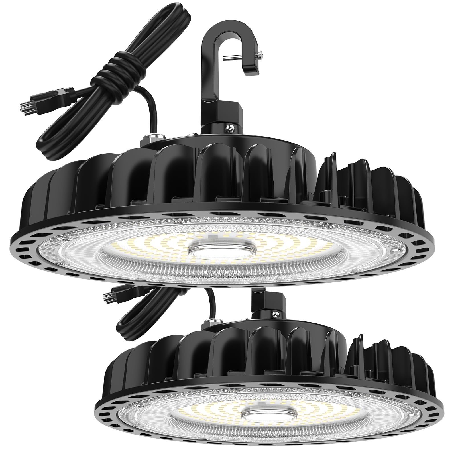 HYPERLITE 105W LED High Bay Light 140lm/W UFO High Bay Light with US Plug,Non-Dim,5000k Daylight ETL Listed High Bay Lights for 