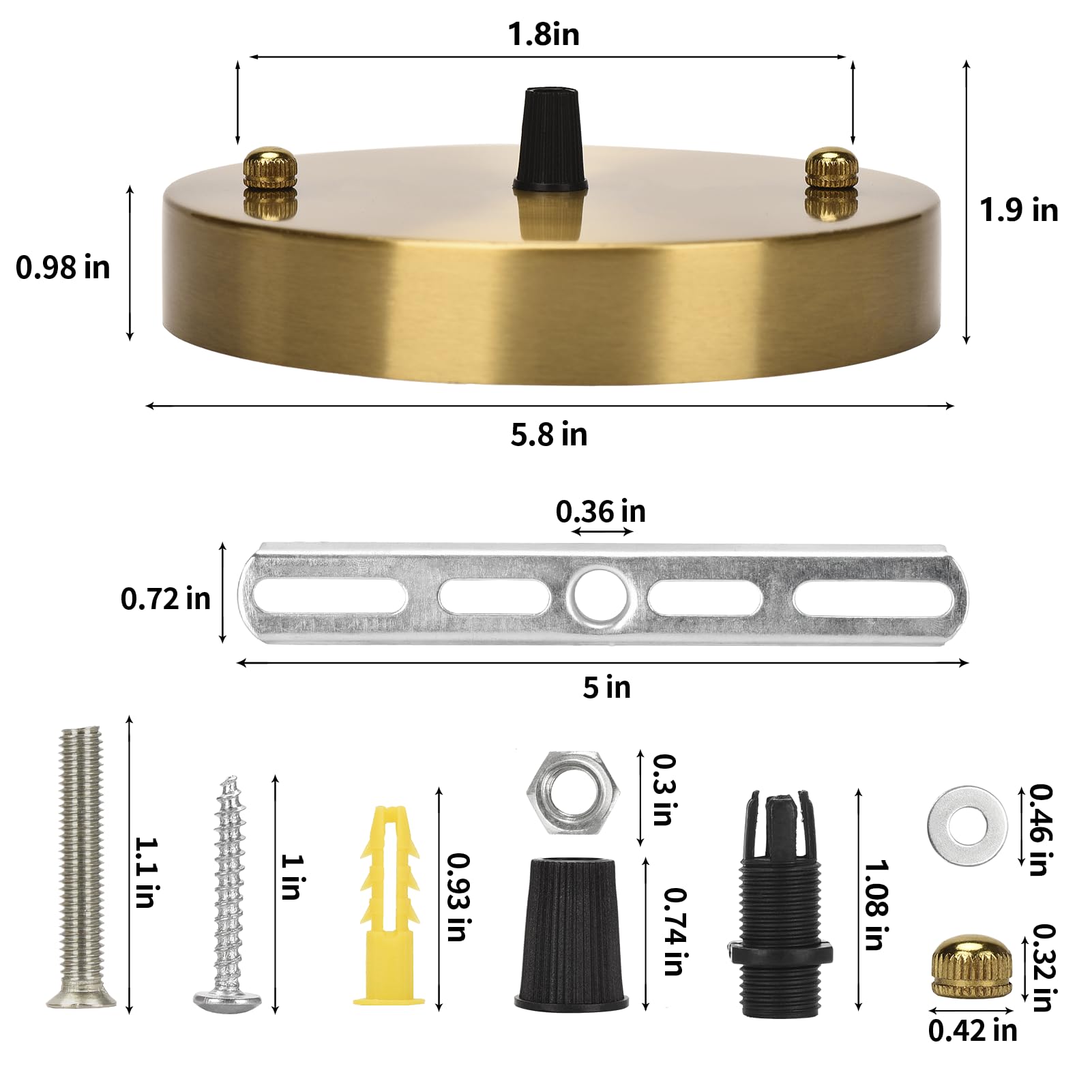 Sangle Sopffy Pendant Light Canopy Kit  5.8 Inches Ceiling Lighting Canopy Kit With All Mounting Hardware Modern Chandelier Ceiling Plate Cover For Pendant Lighting Fixtures (Brass  5.8 Inch)