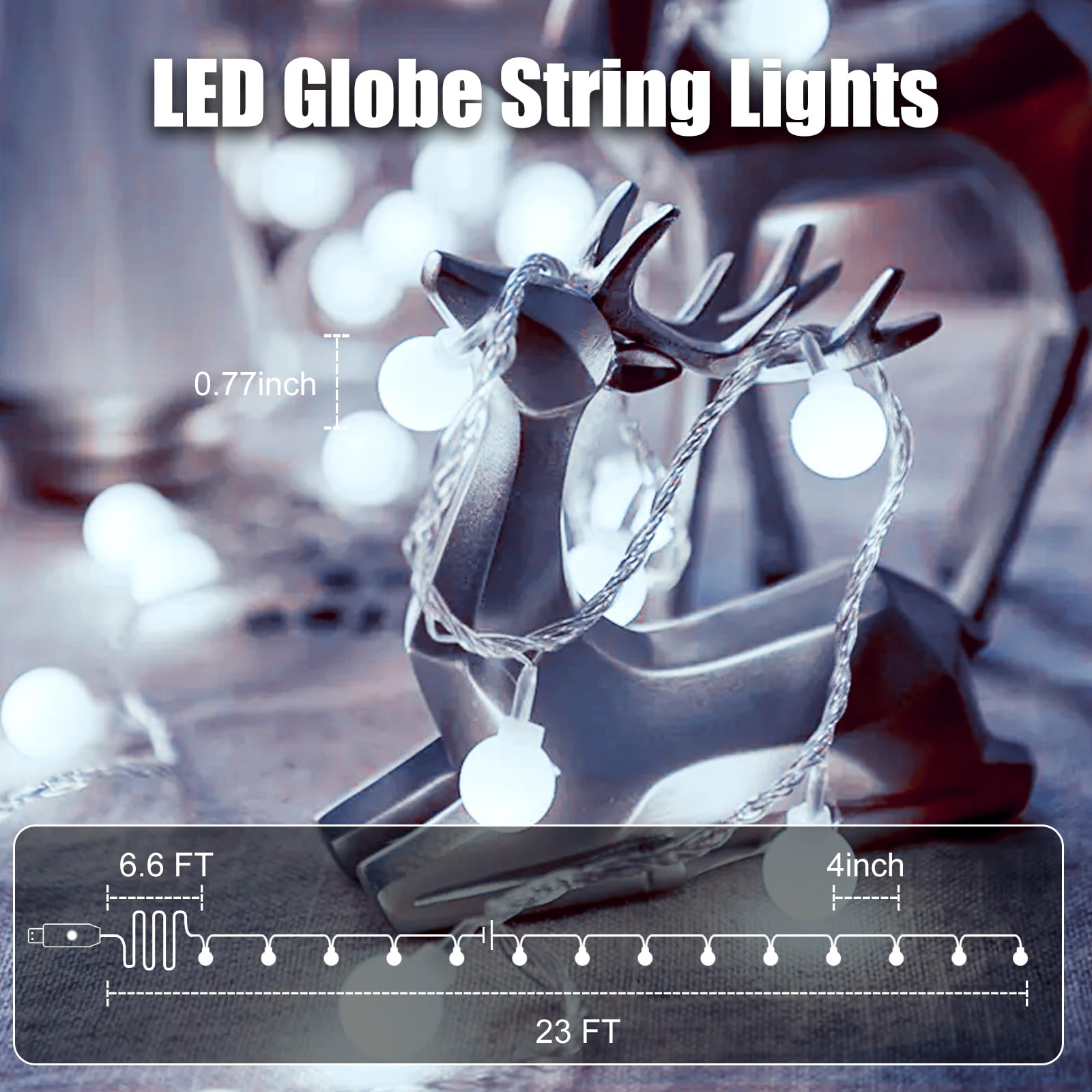Minetom Usb String Lights Indoor Bedroom, 2 Pack Totally 46Ft 100 Led Globe Lights With Remote Plug-In, Xmas Twinkle Lights For Wedding Wall Classroom Dorm Canopy Ceiling Room Decor, Pure White