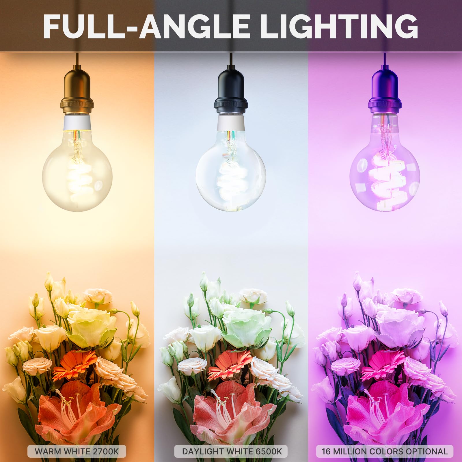 Moes Smart G80 Edison Led Light Bulbs, Color Changing Wifi G25 Smart Bulbs, 2700K-6500K Cw& Rgb Dimmable, Smart Life Remote Cont