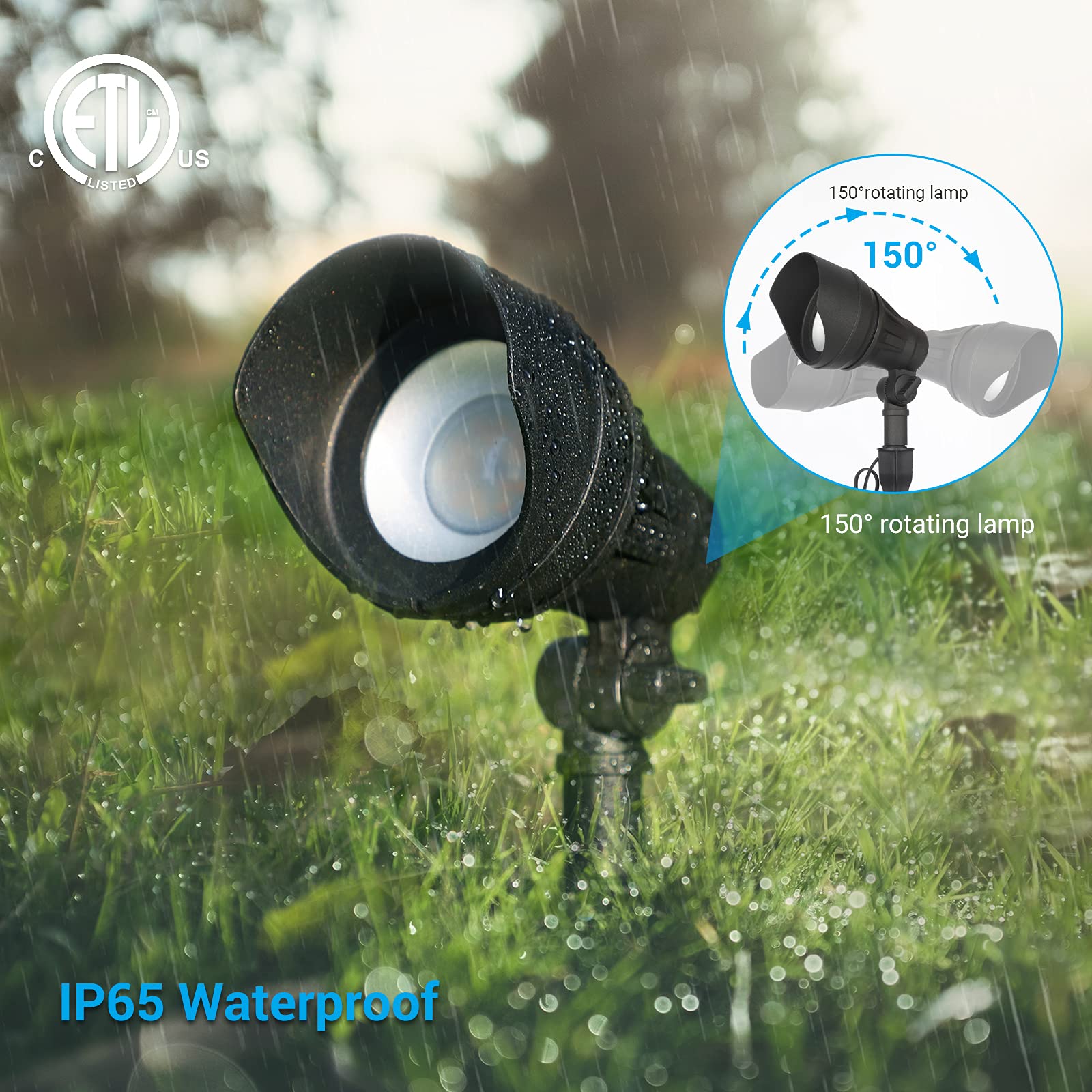 DEWENWILS LED Landscape Lights, 14W 540LM 3000K Outdoor Spotlights, IP65 Waterproof Aluminum, 12V, White, 4 Pack, Model HGSL