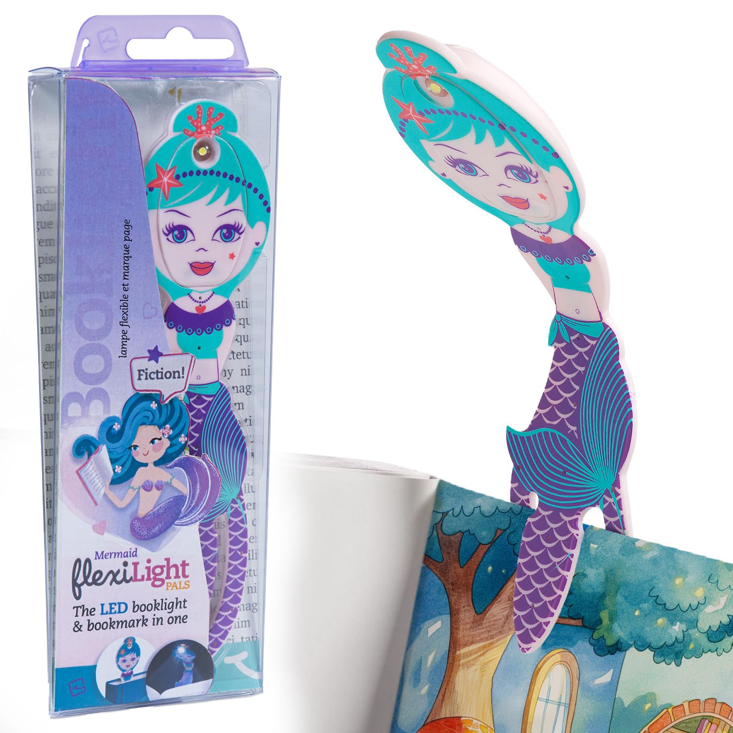 Gifts for Readers & Writers Flexilight Pal Bookmark Light | LED Clip-On | Battery Operated | Mermaid Purple