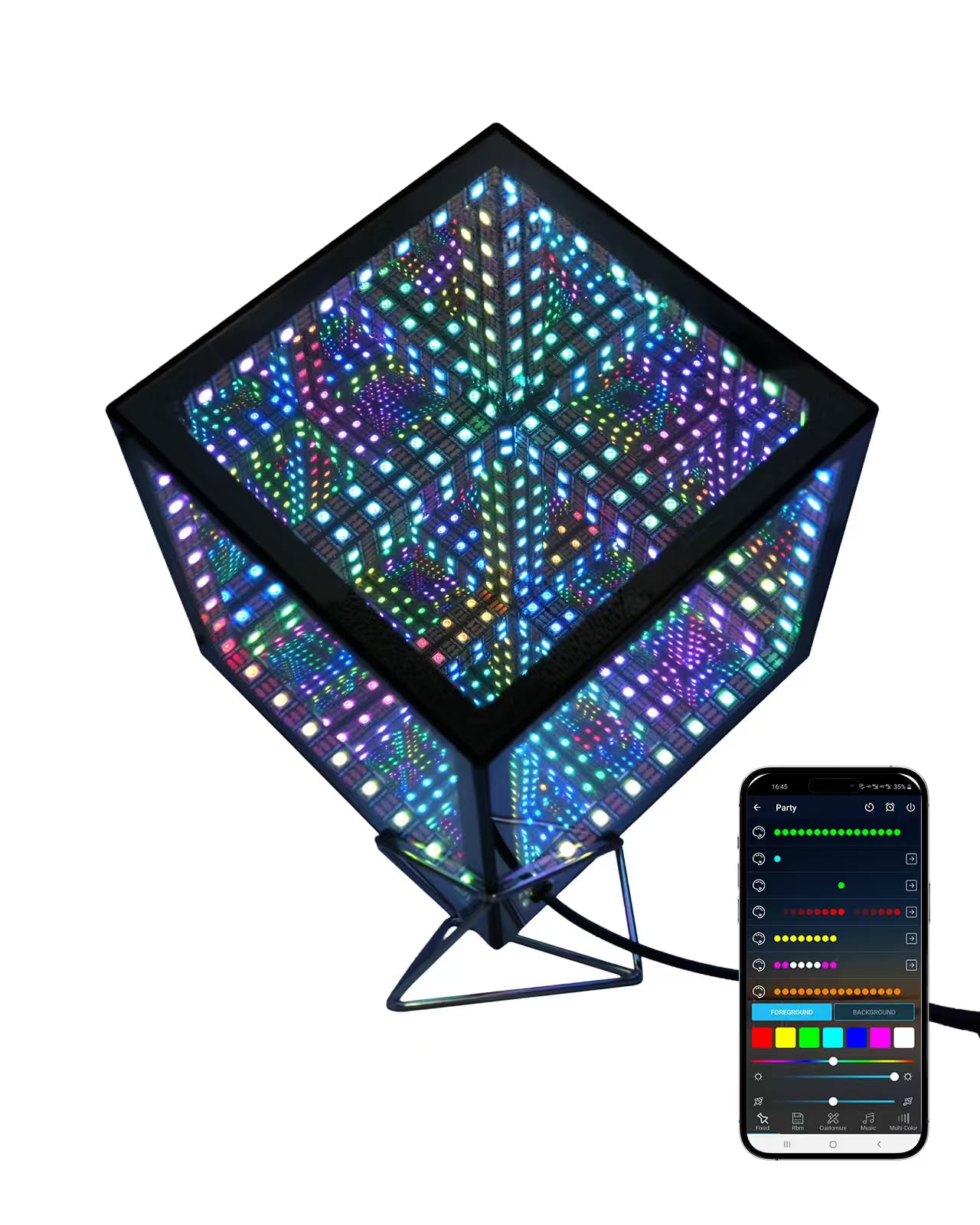 Tinyimi Infinity Hyper Cube LED Table Light, Color-Changing Music-Sync APP-Controlled Ambient Light for Gaming, Party, Home (6.5