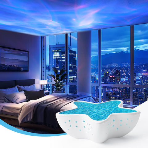 プロジェクター STARFISH BEDROOM PROJECTOR AmmToo Starfish Projection Lamp - 7 Colors, 12-Hour Battery, White