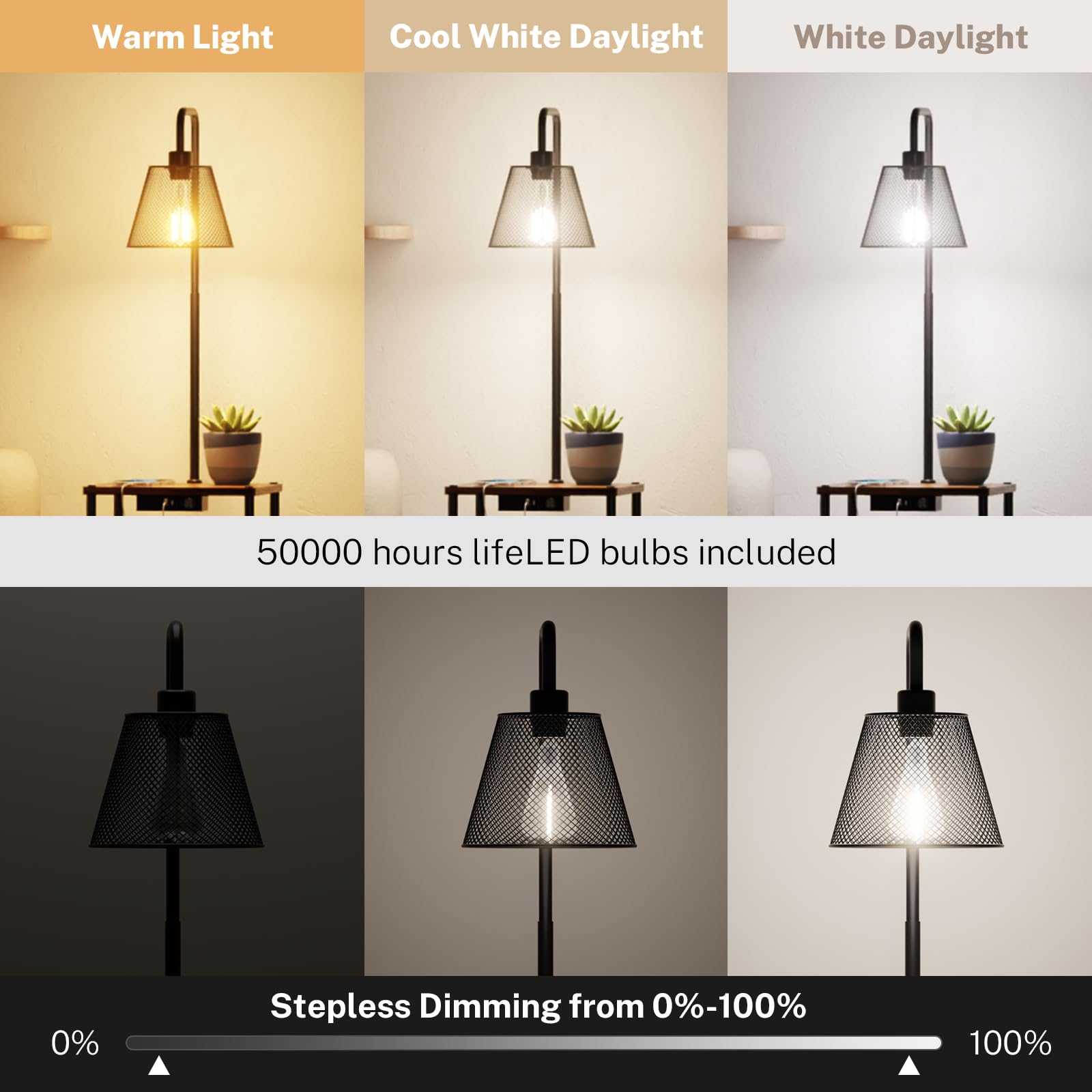 Pazarfami Floor Lamp with Table, USB Charging Port, Iron, Amber-2 Pair, Living Room, Model STL0202, 2 Pack