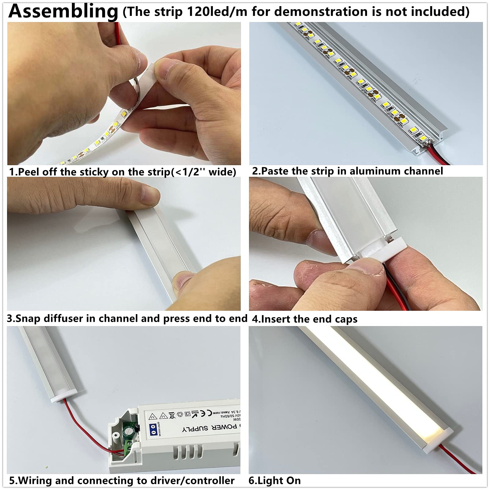 Thmoother 10-Pack 3.3Ft 1M Recessed Led Strip Channel Diffuser System, 25X7Mm Collar Aluminum Low Profile For Standing Cabinet Floating Shelf Alcove Routed Slot Tape Light With Milky Cover And Clips