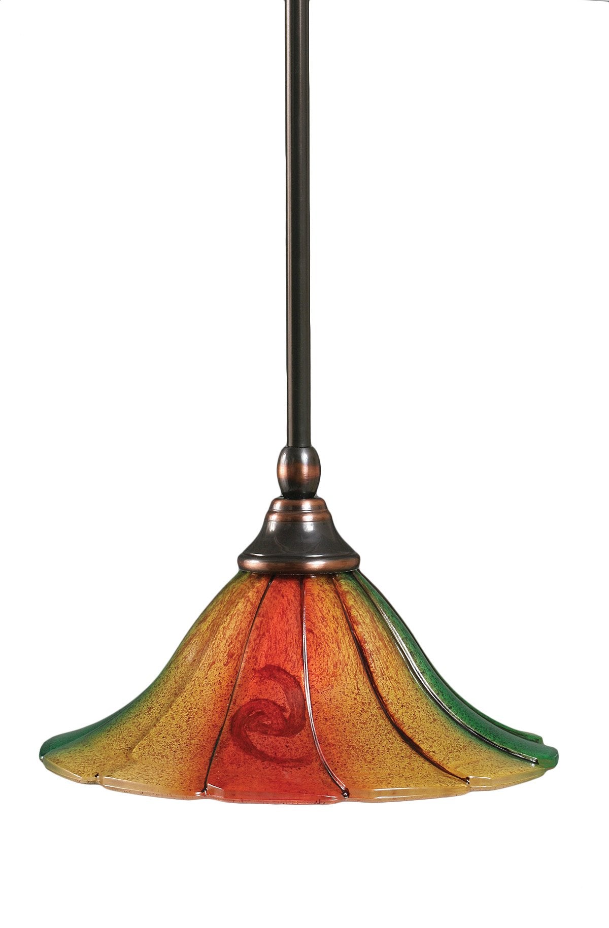 Toltech Lighting 23-Bc-763 10-Inch Stem Mini-Pendant Light Black Copper Finish With Mardi Gras Glass