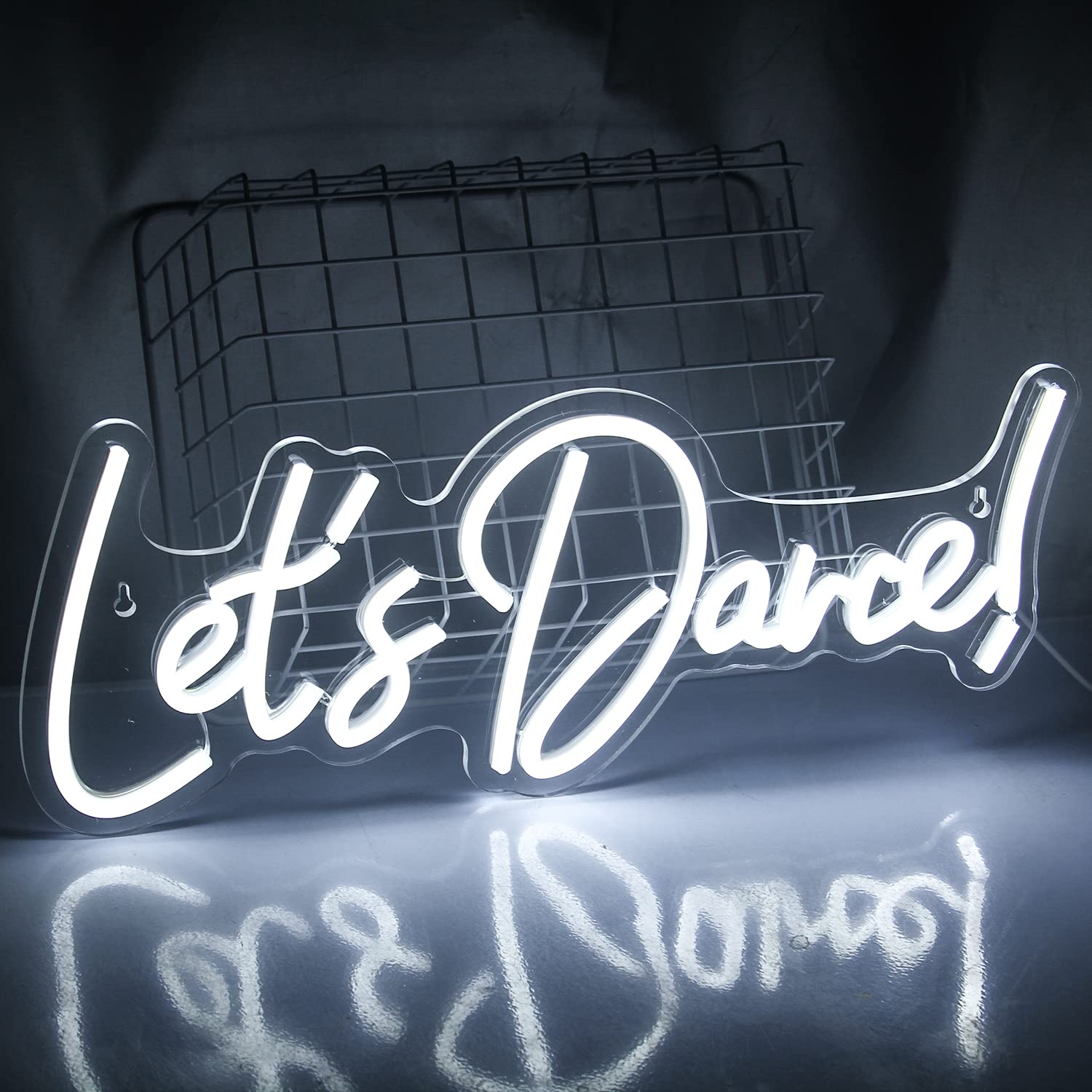 Wanxing LED Neon Sign - Lets Dance Light Up Sign for Parties, Weddings, and Birthdays - White - Model WX-NS-lets dance
