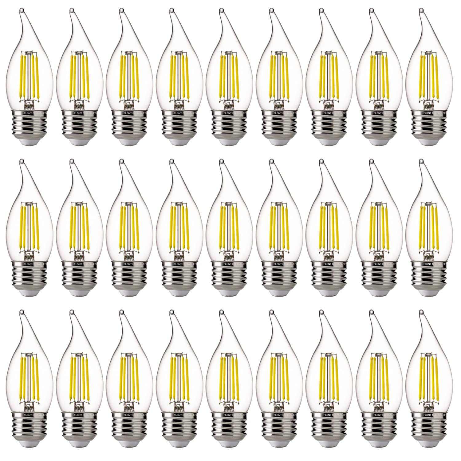 Flsnt Led Chandelier Edison Bulbs 5000K Daylight, 60W Equivalent, Dimmable Ca11 E26 Base Led Candelabra Bulbs, 550Lm, 24 Pack Ul
