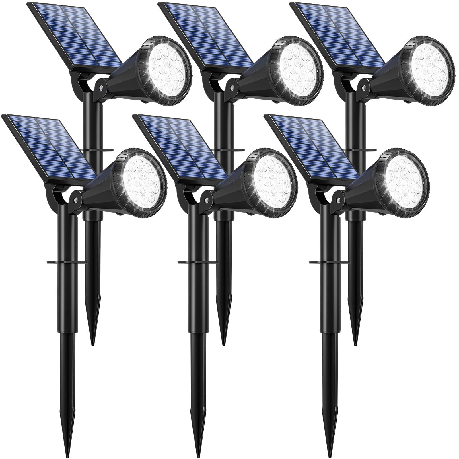 WELALO Solar Spot Lights Outdoor Waterproof for Flag, 6 Pack/4 Modes Landscape Spotlights 180 Adjustable Solar Lights, Solar Lig