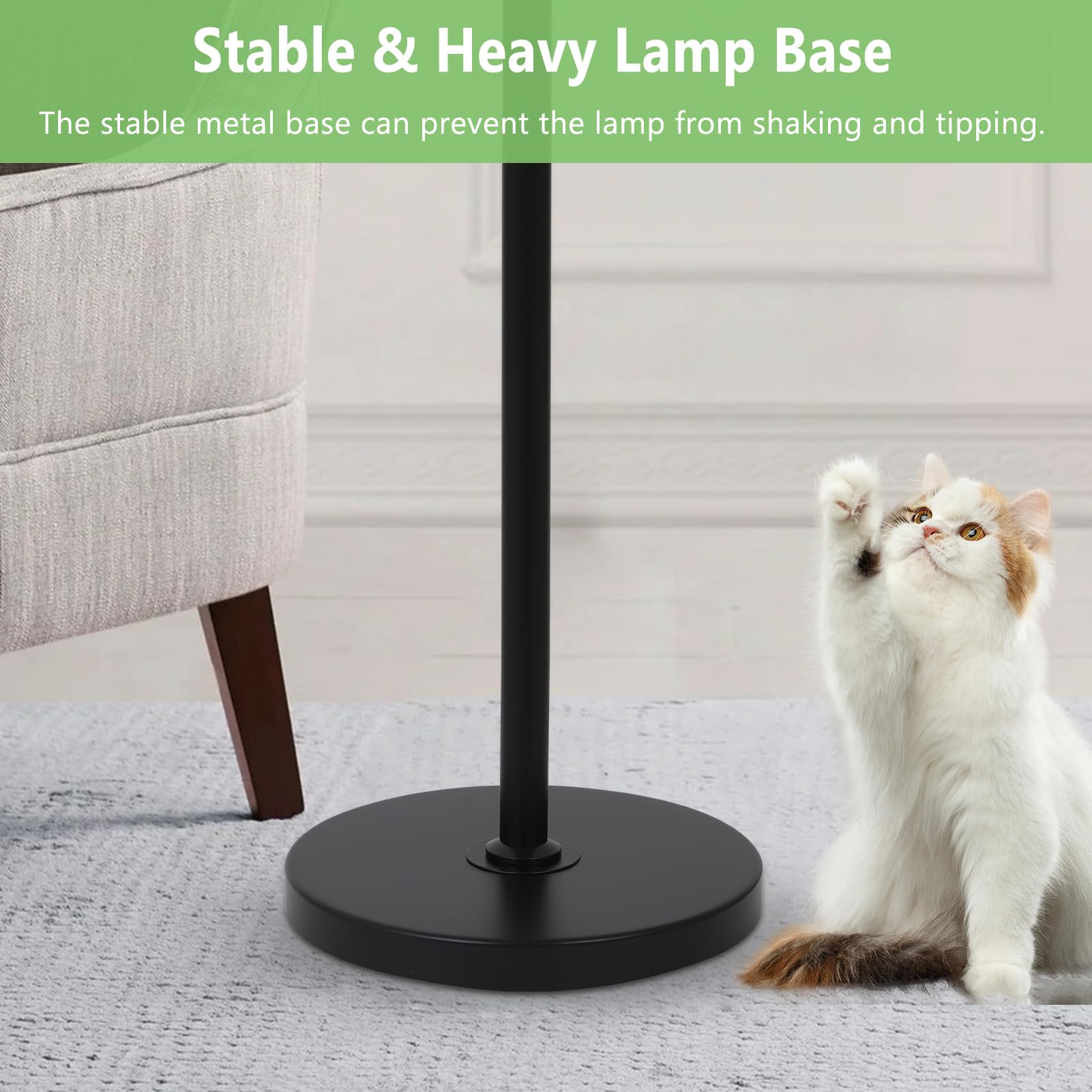 Stepeak Black Crystal Floor Lamp, 3-Light Dimmable Industrial Tree Design, 65" Tall for Living Room & Office, Model 250305C1