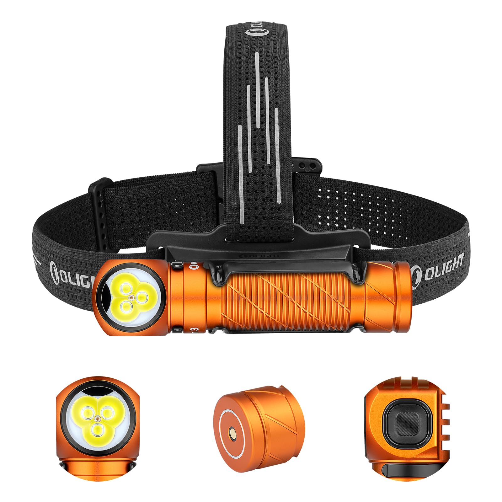 OLIGHT Perun 3 Headlamp, 3000 Lumens, Waterproof, Rechargeable, Orange, Model O-PERUN3-OG-300000