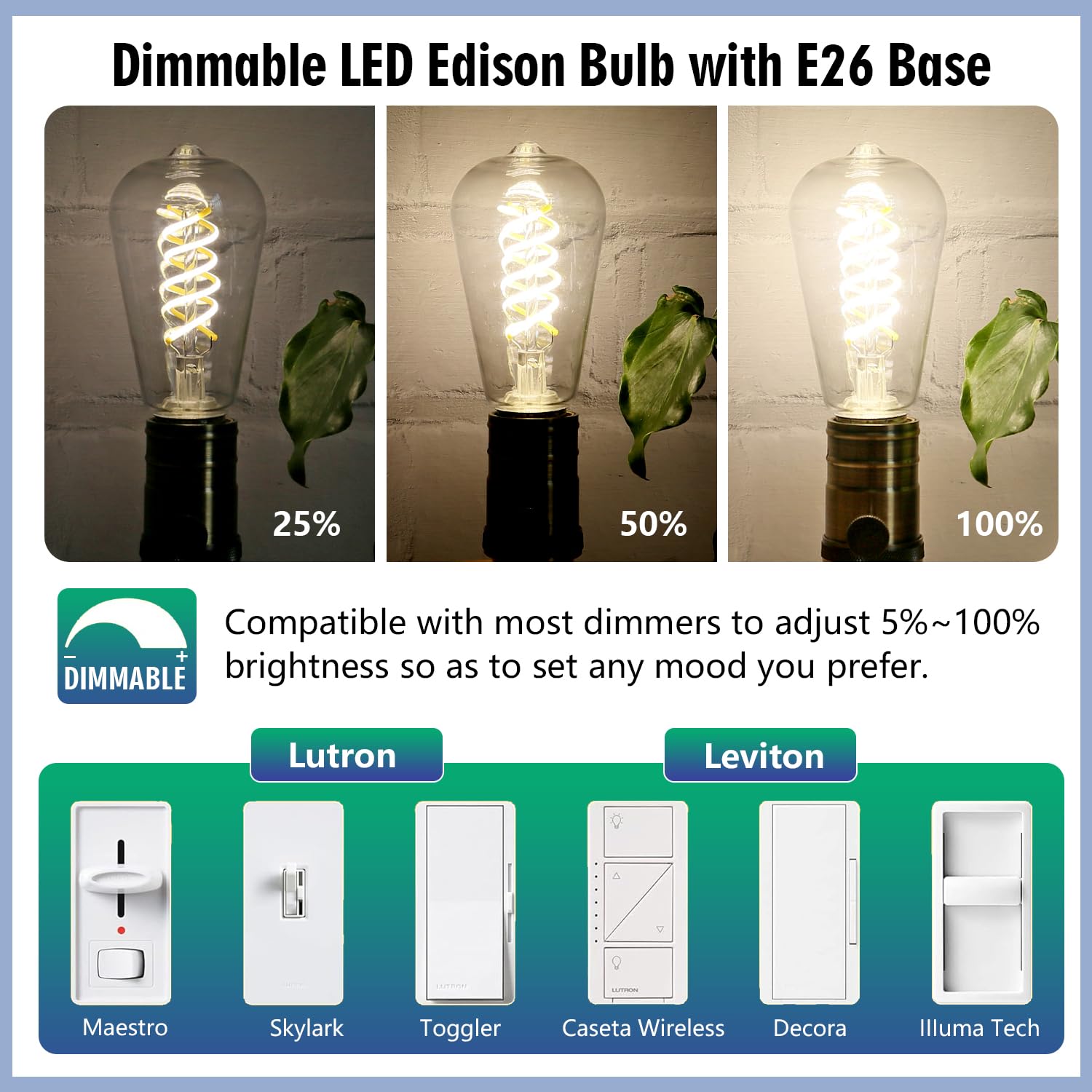 Emymlite 16 Pack Dimmable Vintage Led Edison Bulbs, E26 Led Bulb 60 Watt Equivalent, Neutral White 4000K, Antique Filament Decor