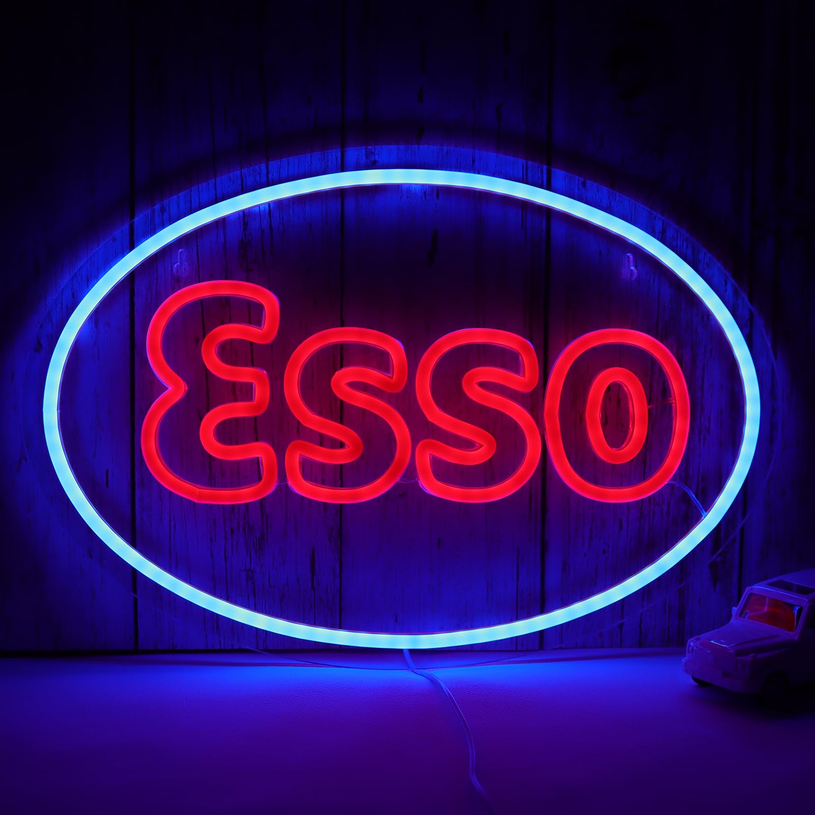 WonderfulLife Esso Neon Sign - LED Bar Wall Decor, 11inx6.3in, Plastic, Easy Hanging, for Garage, Man Cave, Lube Store, Gas Station