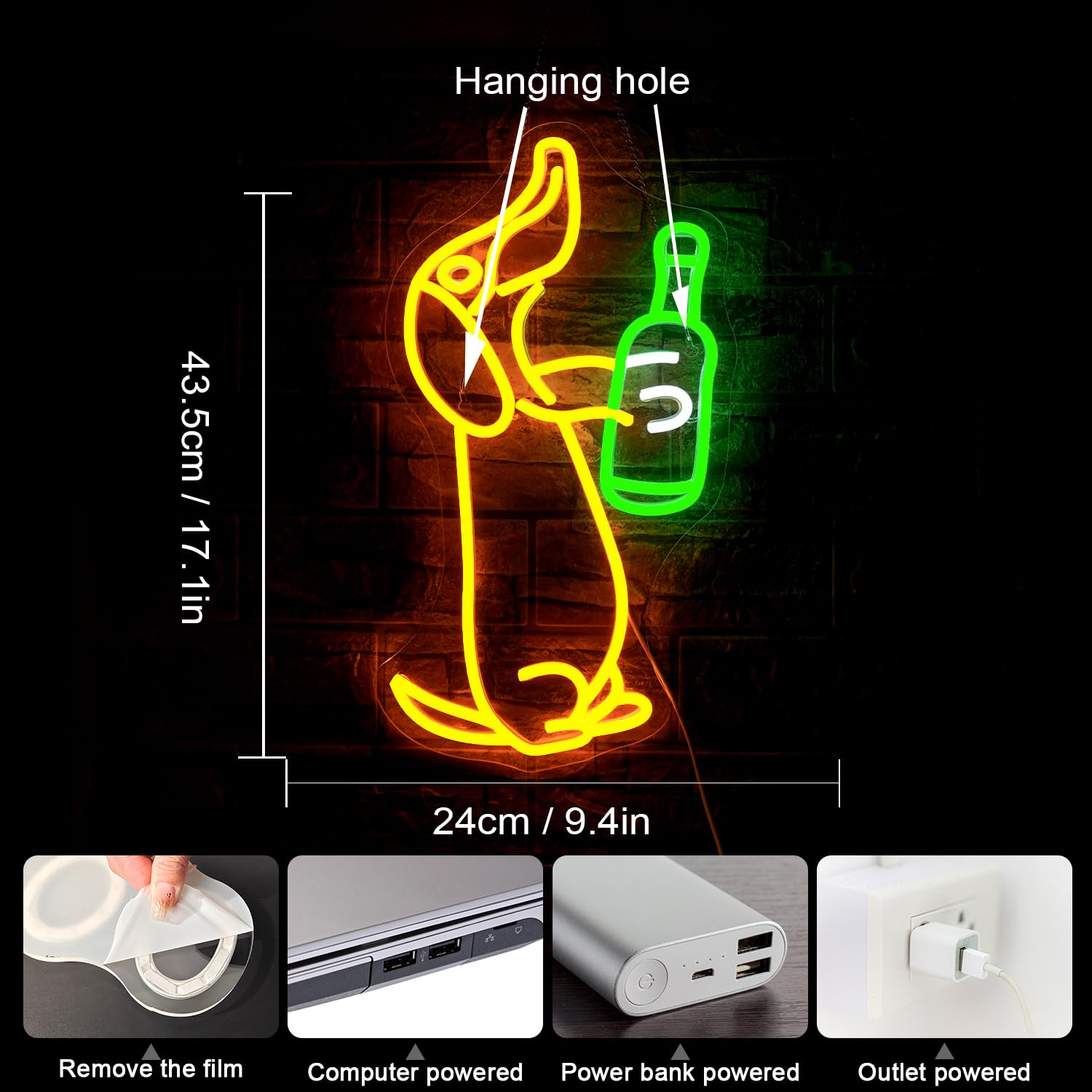 NOSUN Dog malt-inspired Neon Sign - Acrylic Wall Decor Light - Yellow - Model a56f009c-ab1d-4a38-a30c-e6f21cd9c15c