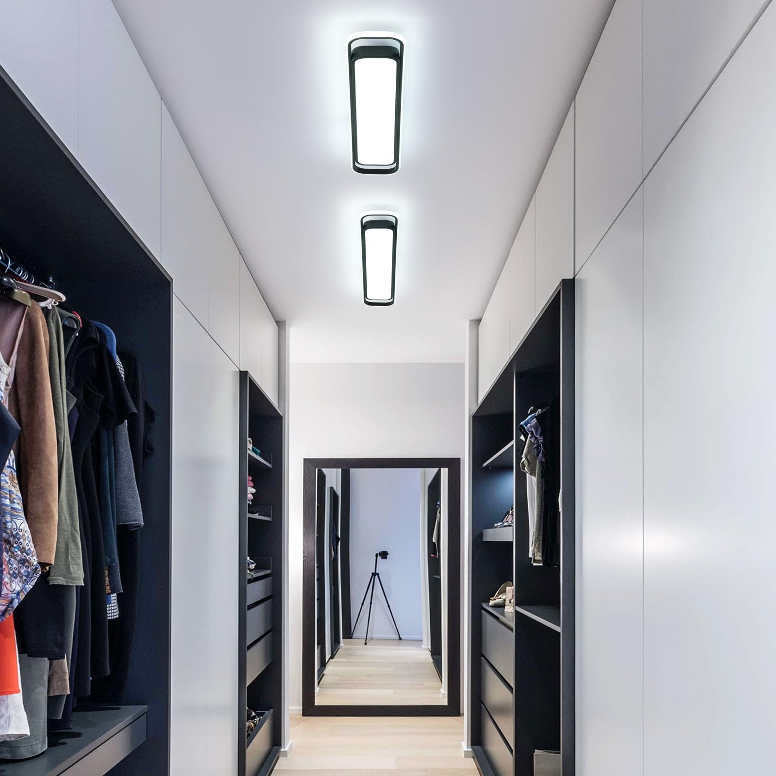 Oranoor Modern Led Ceiling Lighting  70W 6000K Black Linear Flush Mount Light Fixture  39.4 Low Profile Lights Fixture Long Led Ceiling Lamp For Kitchen Bedroom Living Room Hallway (Cool White)