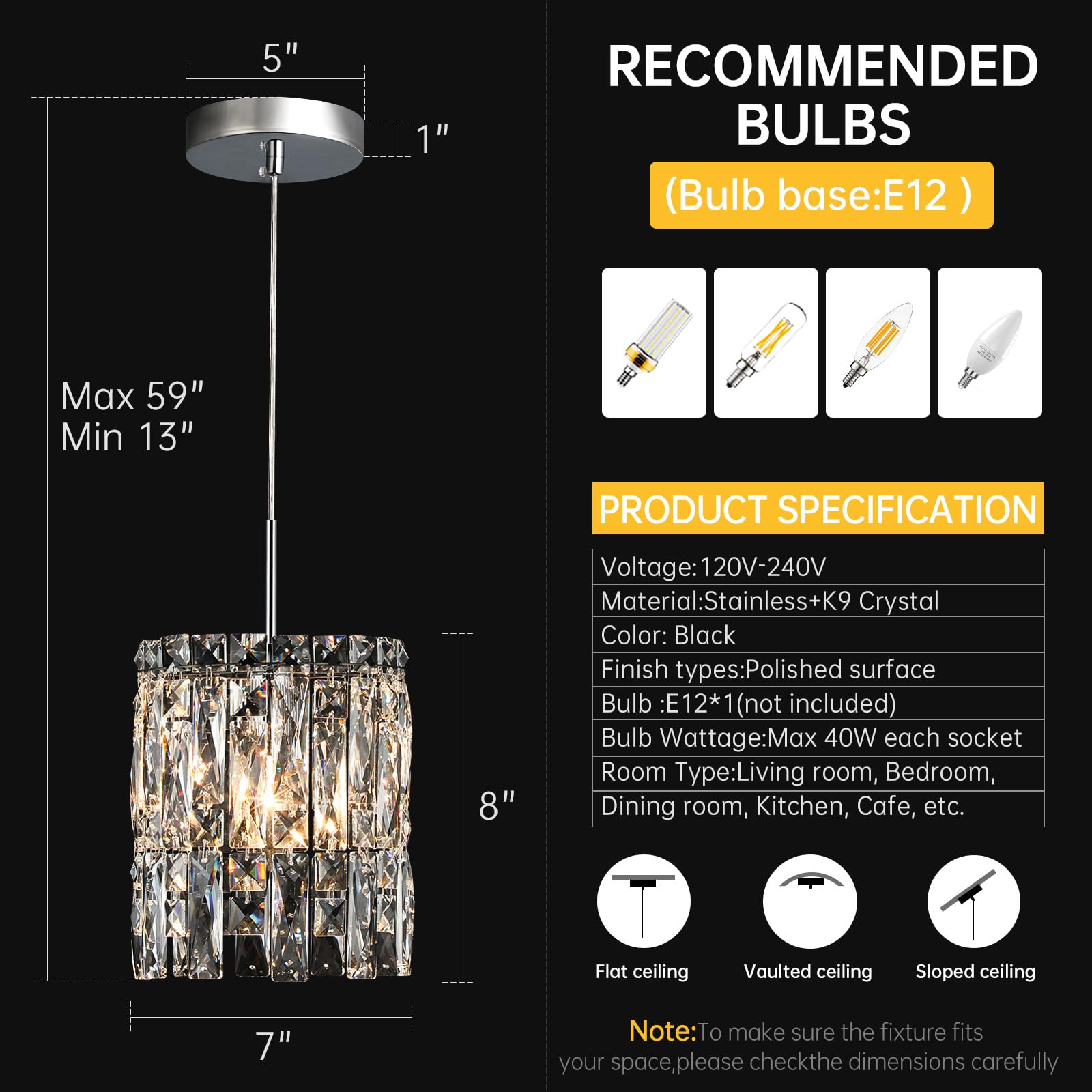 Nisidun Modern K9 Crystal Pendant Lights Kitchen Island  Chrome Chandeliers For Dining Room Light Fixtures Over Table Hanging Lighting For Kitchen Island Entryway Bathroom Bedhead Chandelier