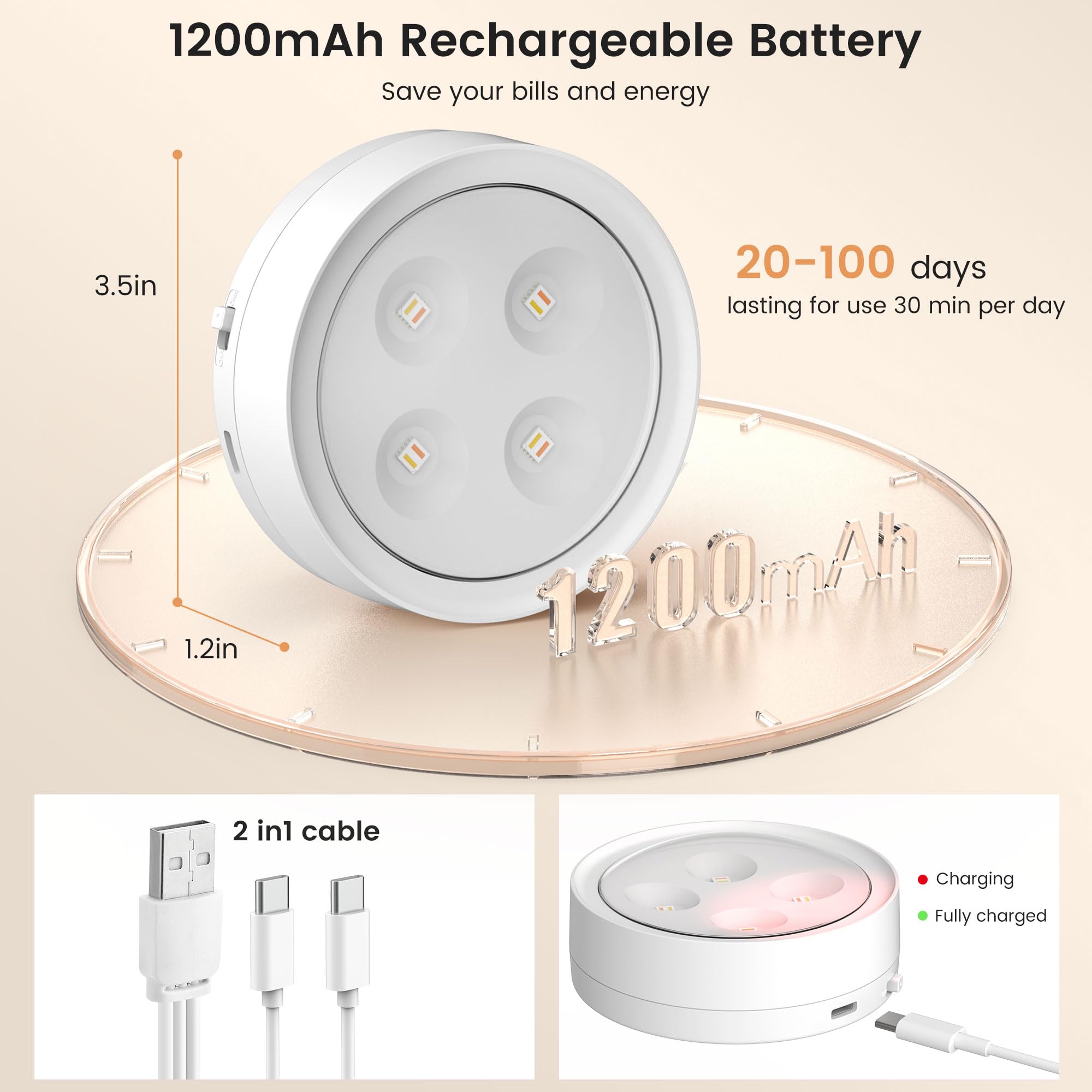 Onumii Puck Lights With Remote Rechargeable Under Cabinet Lighting 1200Mah Colors Changing Lights Magnetic Stick On Lights For K