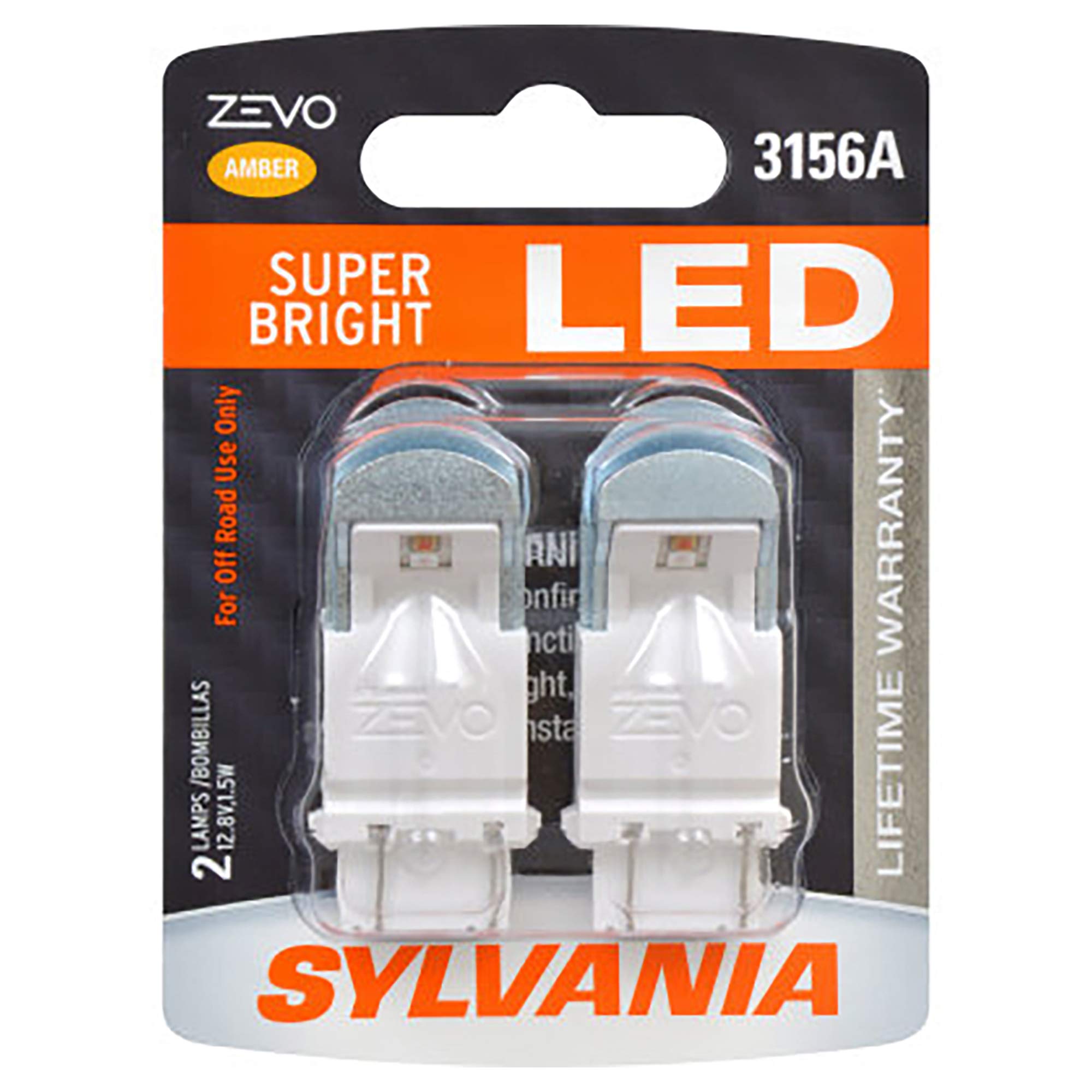 SYLVANIA 3156 ZEVO LED Amber Bulb - Bright LED for Park and Turn Lights, 2-Pack
