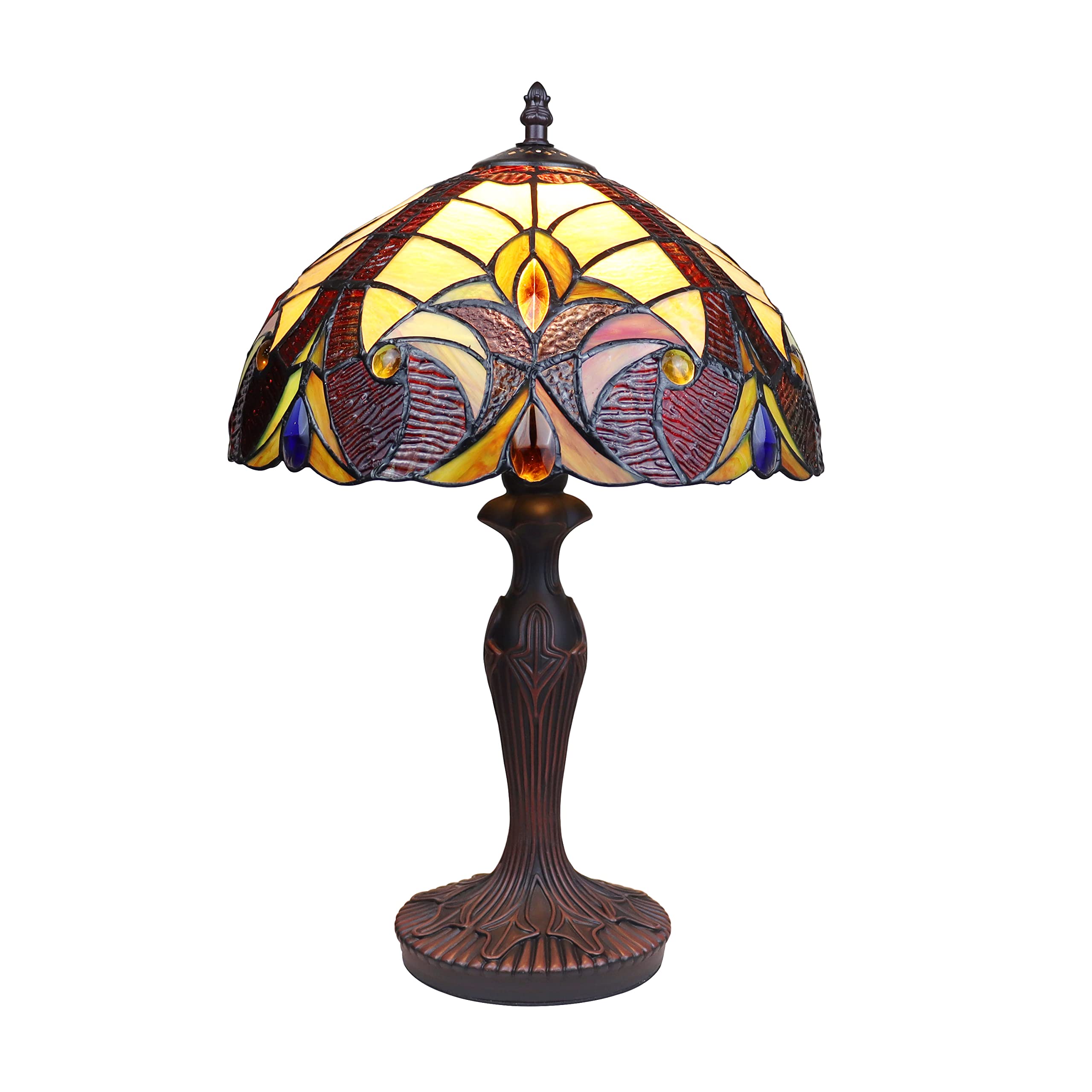 Chloe Lighting Adia Tiffany-Style Table Lamp 1-Light Dark Bronze 12in Shade Multicolor CH38632AV12-TL1