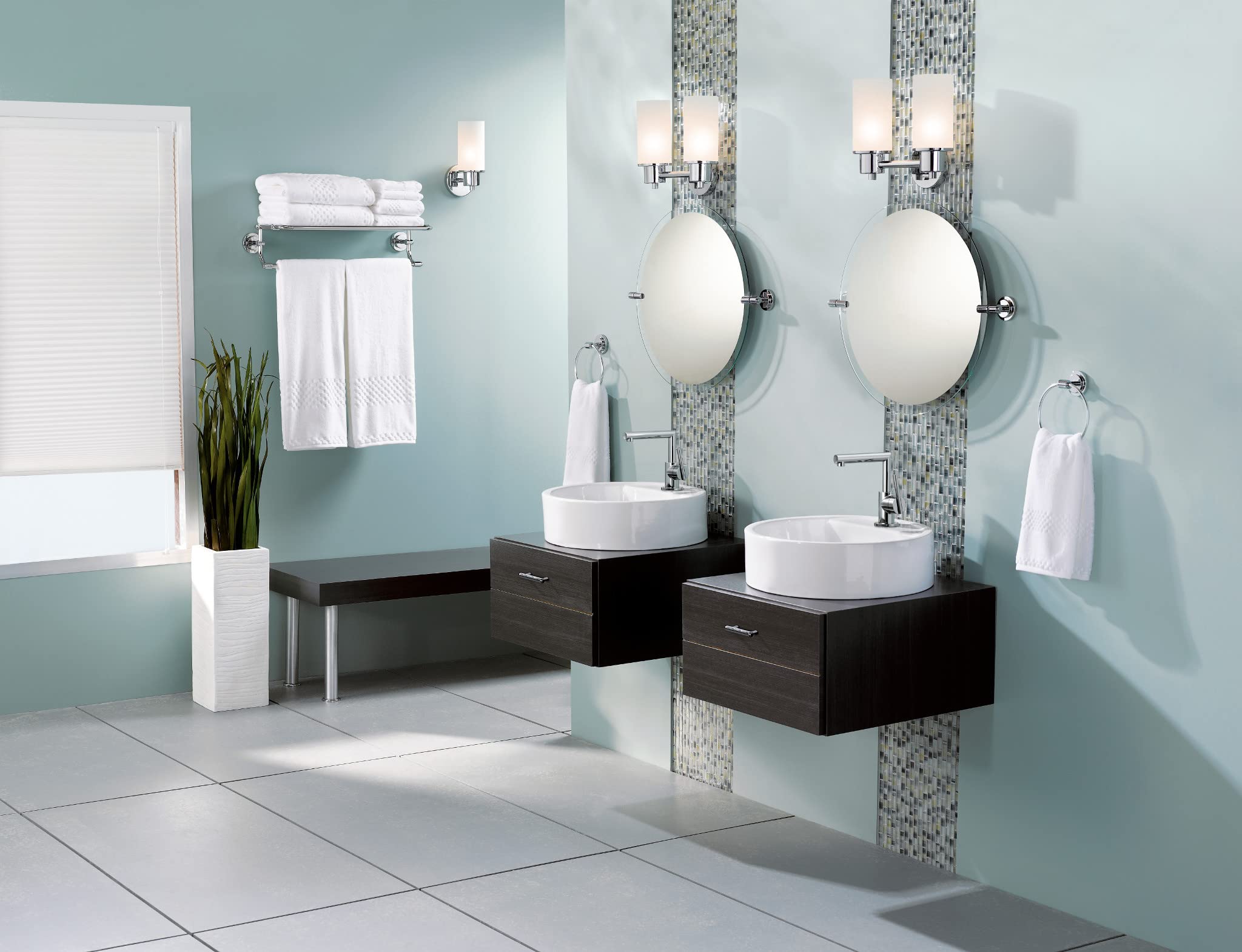 Moen Dn0762Ch Iso 2-Light Dual-Mount Bath Bathroom Vanity Fixture With Frosted Glass, Chrome