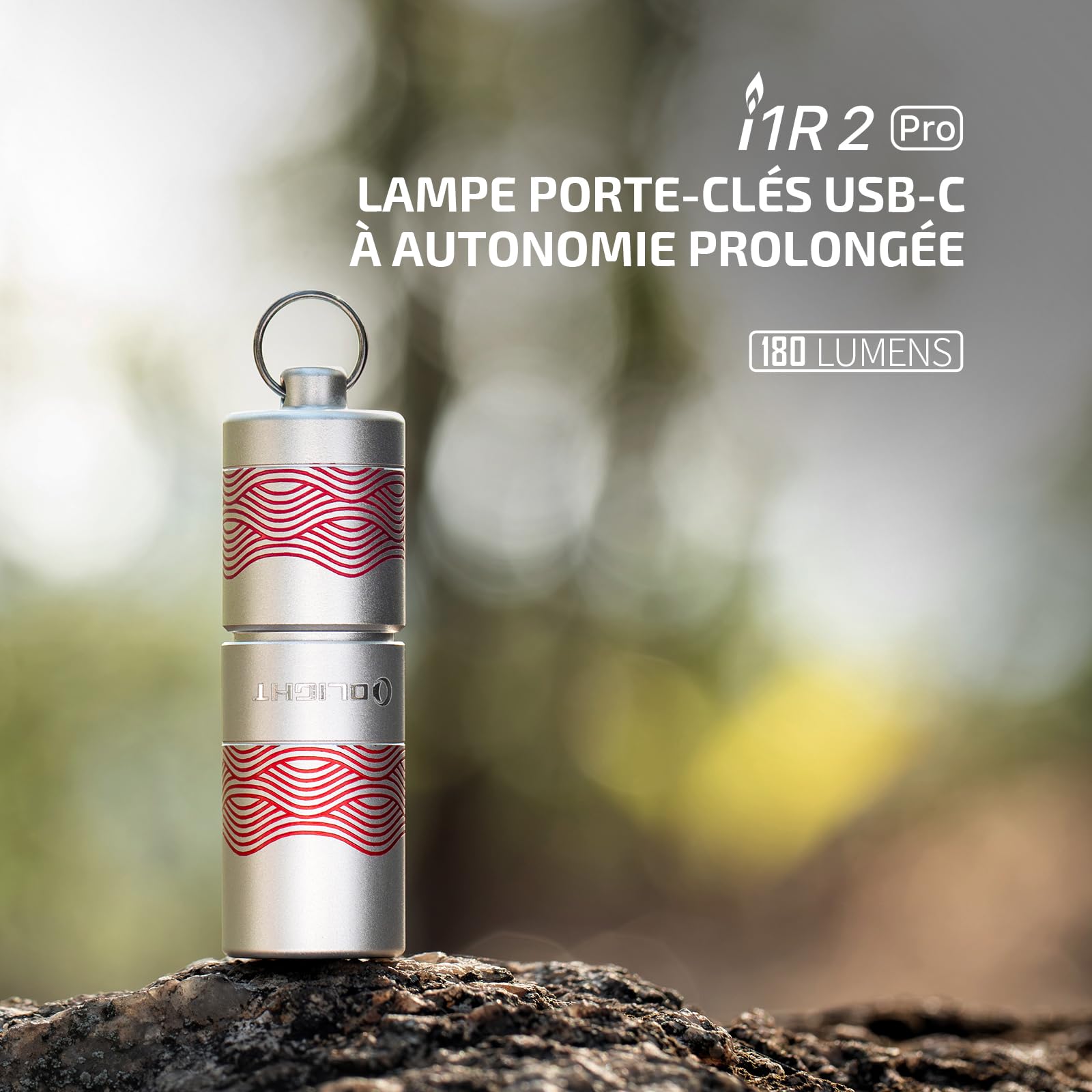 OLIGHT I1R 2 Pro EDC Keychain Flashlight 180 Lumens Rechargeable Type-C USB Silver-Flow