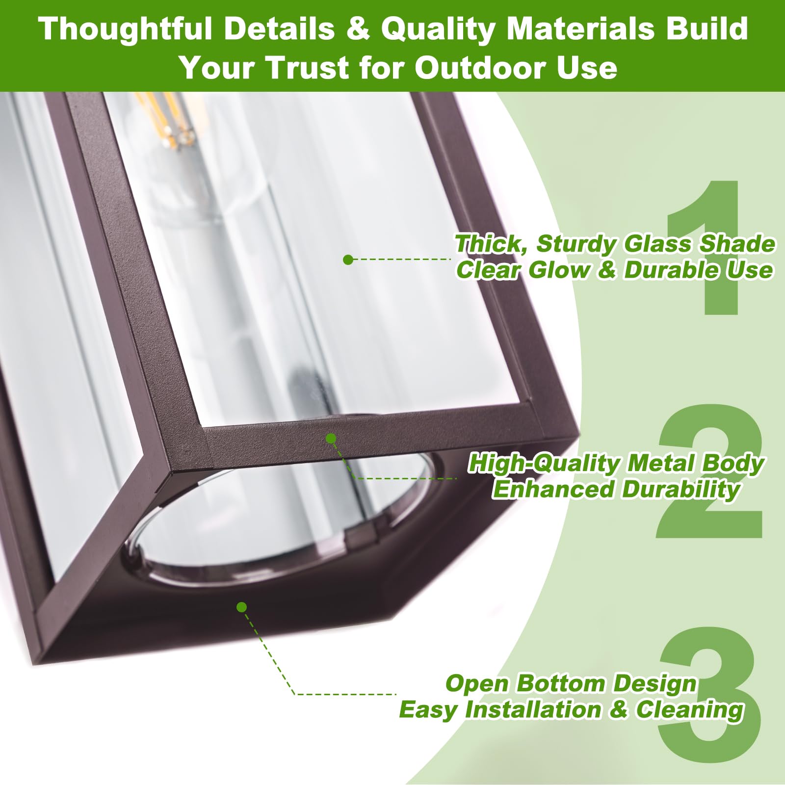 20Inch Large Outdoor Wall Lights 2 Packs - Oil Rubbed Bronze Exterior Light Fixture With Clear Glass Shade  Waterproof Porch Lighting For House  Farmhouse Sconces Lantern For Front Door  Garage