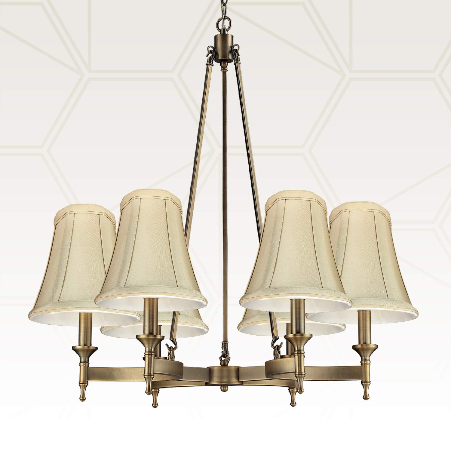 Royal Designs, Inc. True Bell Lamp Shade, Faux Silk, 3.5in x 6in x 6.25in, Beige, 2-Pack, Model BSO-704FC-