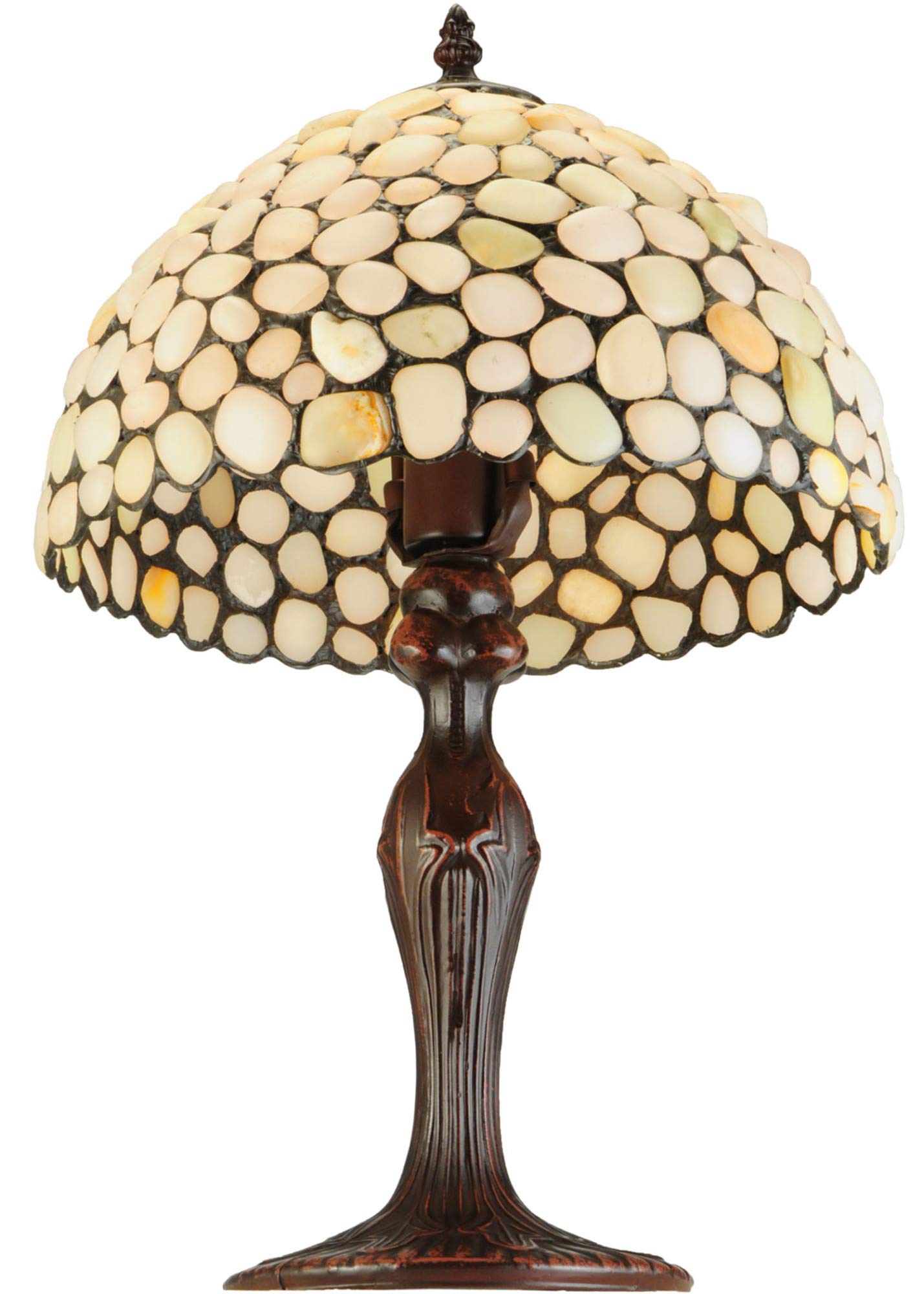 Meyda Tiffany Art Glass Table Base, 12 inches, Mahogany Bronze, Model 138124, Metal Construction