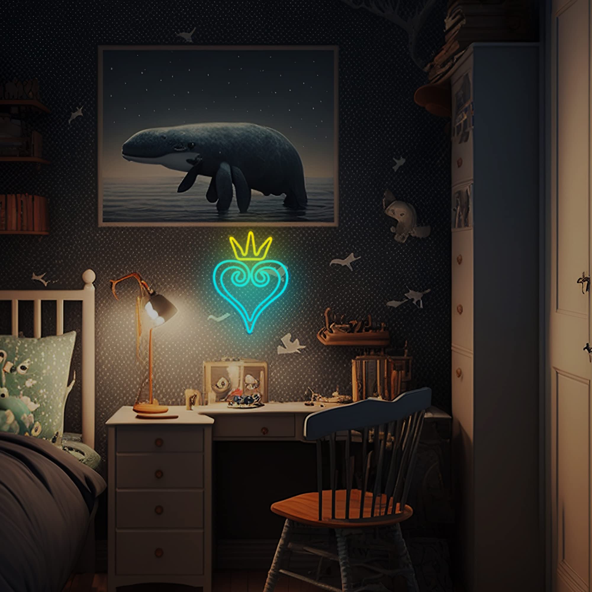 Manimo LED Neon Sign - Hearts Wall Decor for Game Room, 9.8x13in, USB Powered, Perfect for Teen Gamer Birthday Gifts