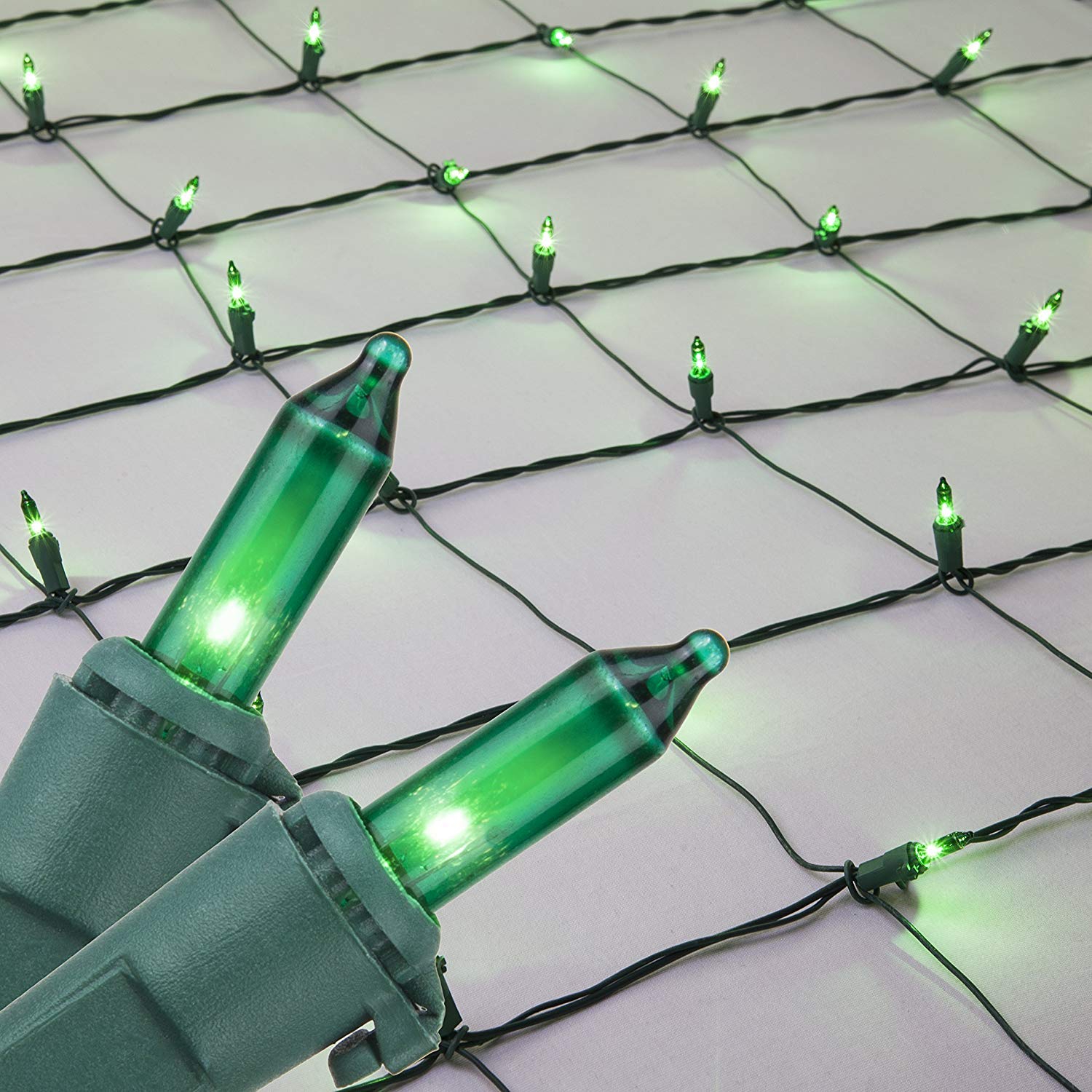 Kringle Traditions Green Lights Christmas Clear Net Lights, Outdoor Warm Christmas Lights/Outdoor Decorative Christmas Net Light