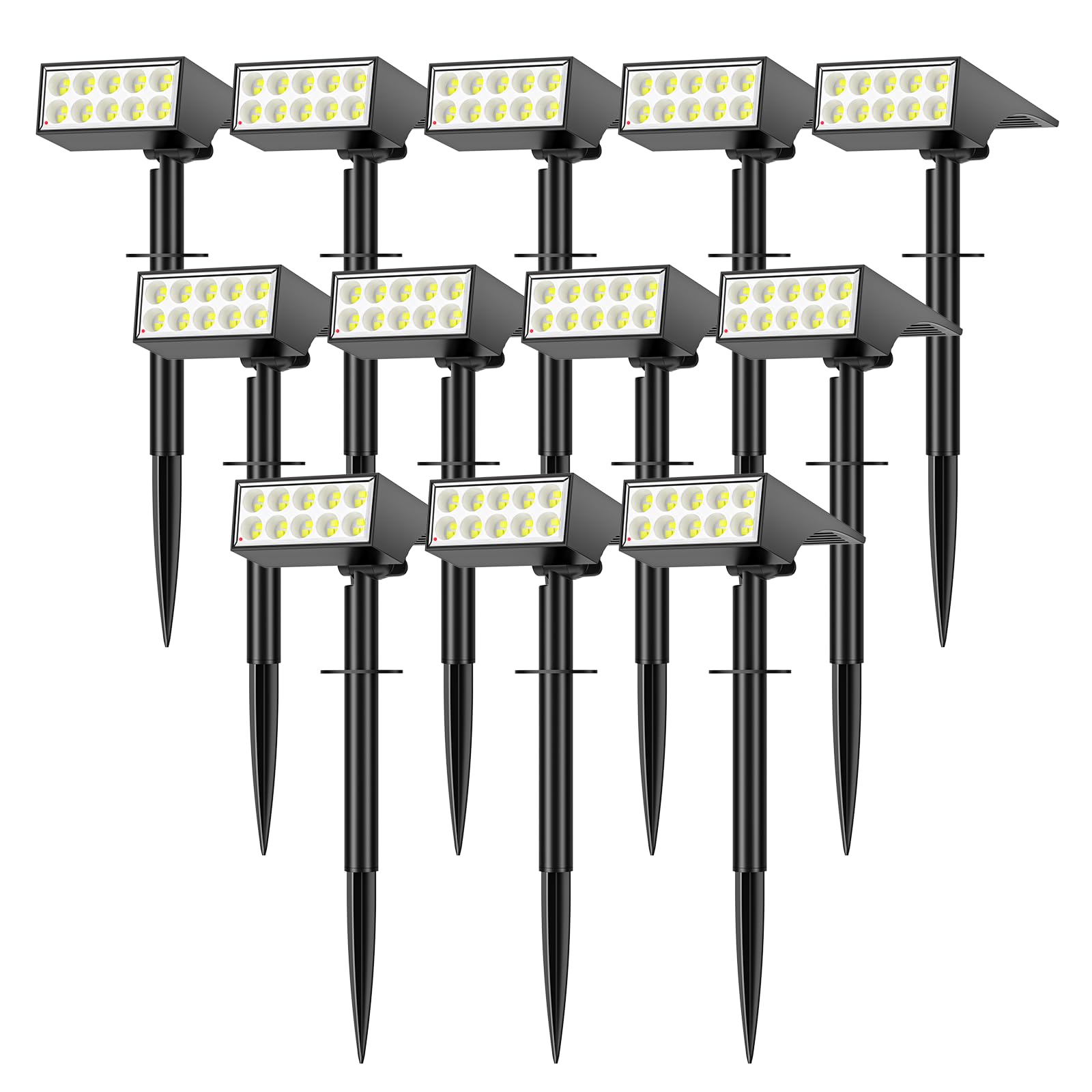 WENATY Solar Spot Lights Outdoor, 12 Pack, Waterproof, Auto On/Off, Cool White Landscape Lighting for Yard, Garden, Pathway, Pool