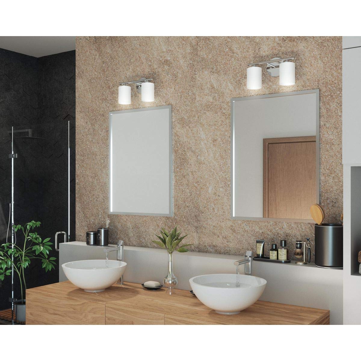 Progress Lighting 2-Light Bath Vanity Light Polished Nickel Alloy Steel Etched White Glass Model P2158-104