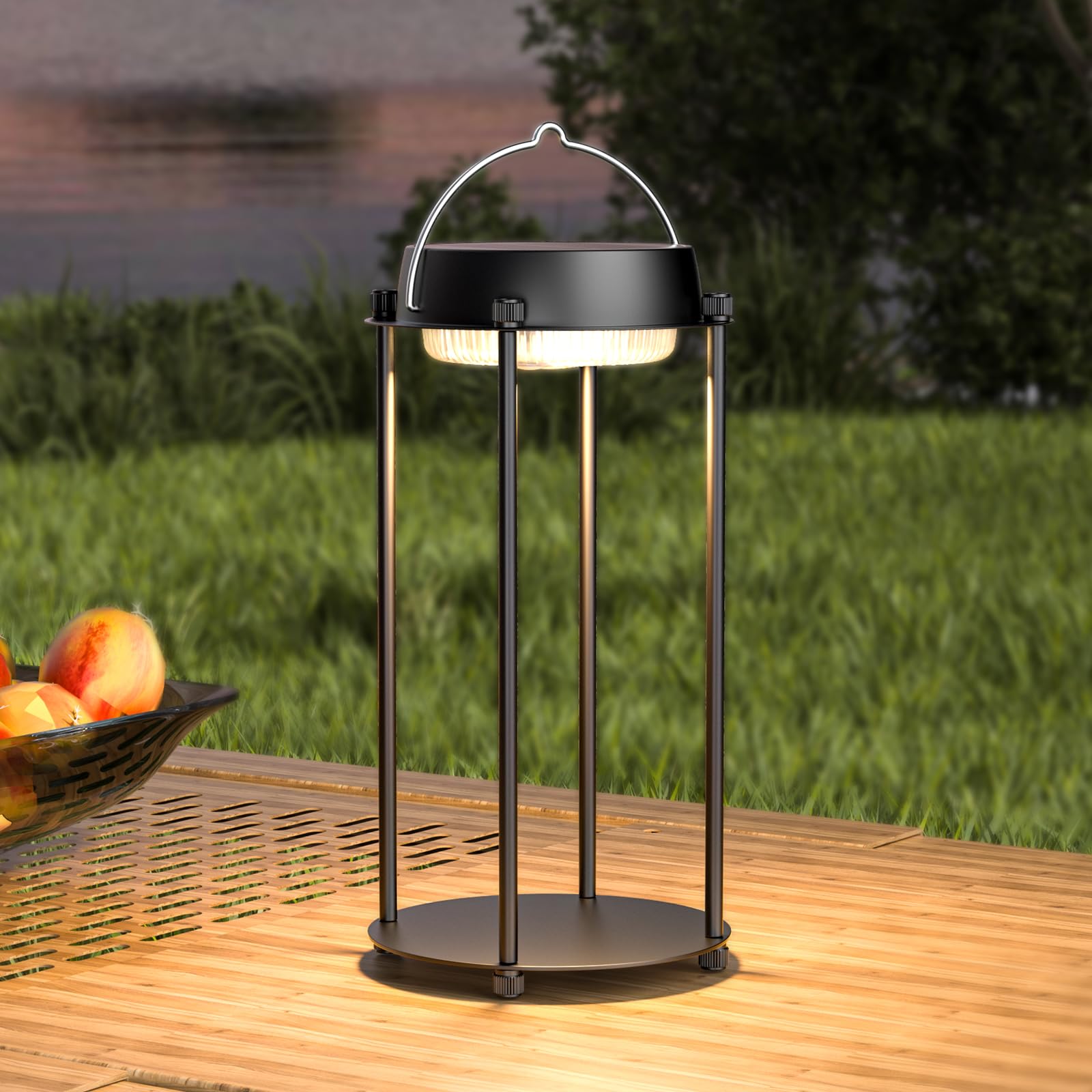 Bsgifts Solar Lantern, LED Hanging Light, 3 Color Modes, Waterproof, Black, Model CL-TD07A