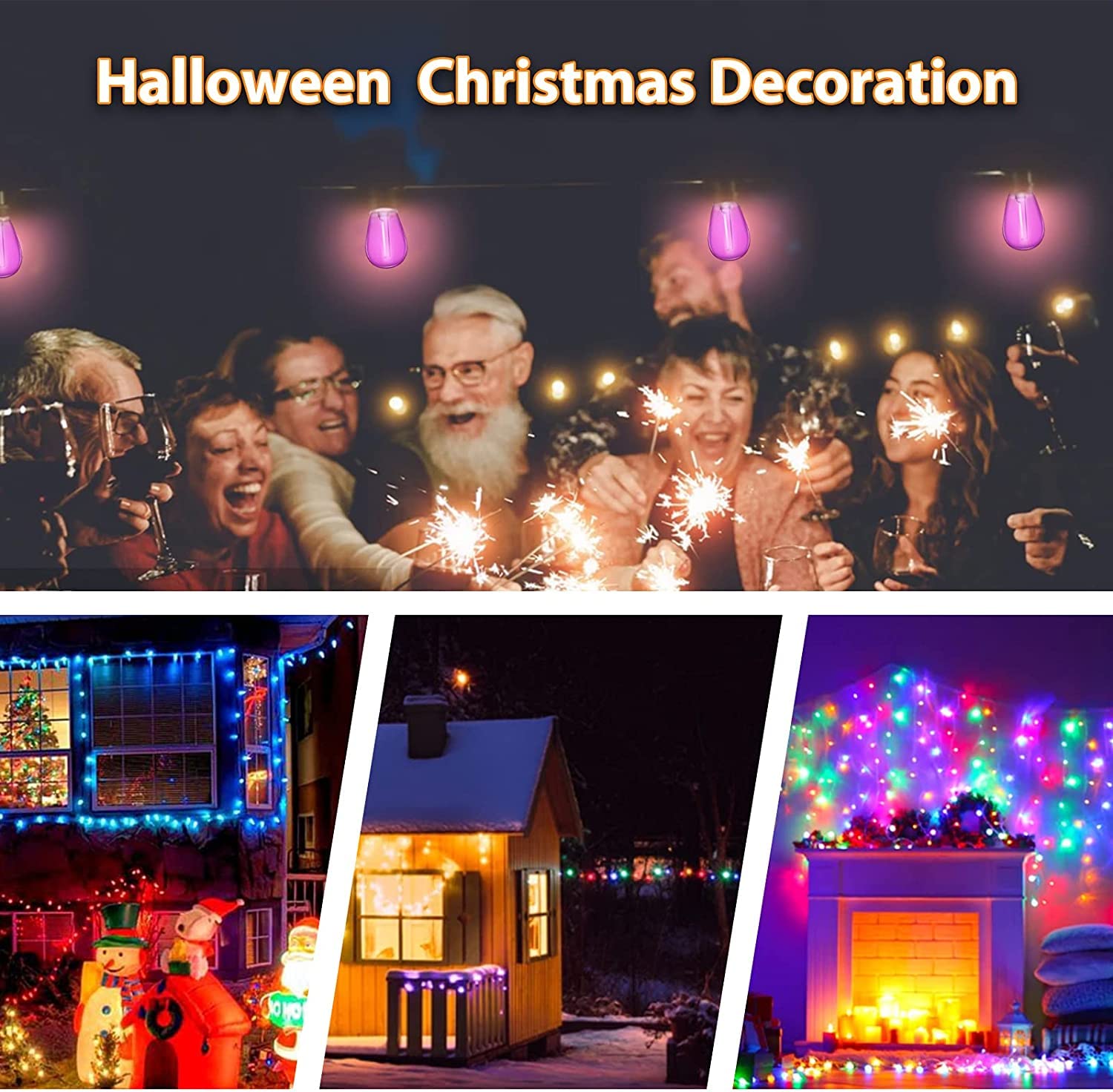 KQHBEN LED S14 Replacement Bulbs - 30-Pack, Multi-Colored, E26 Base, Polycarbonate for Halloween/Christmas Decor
