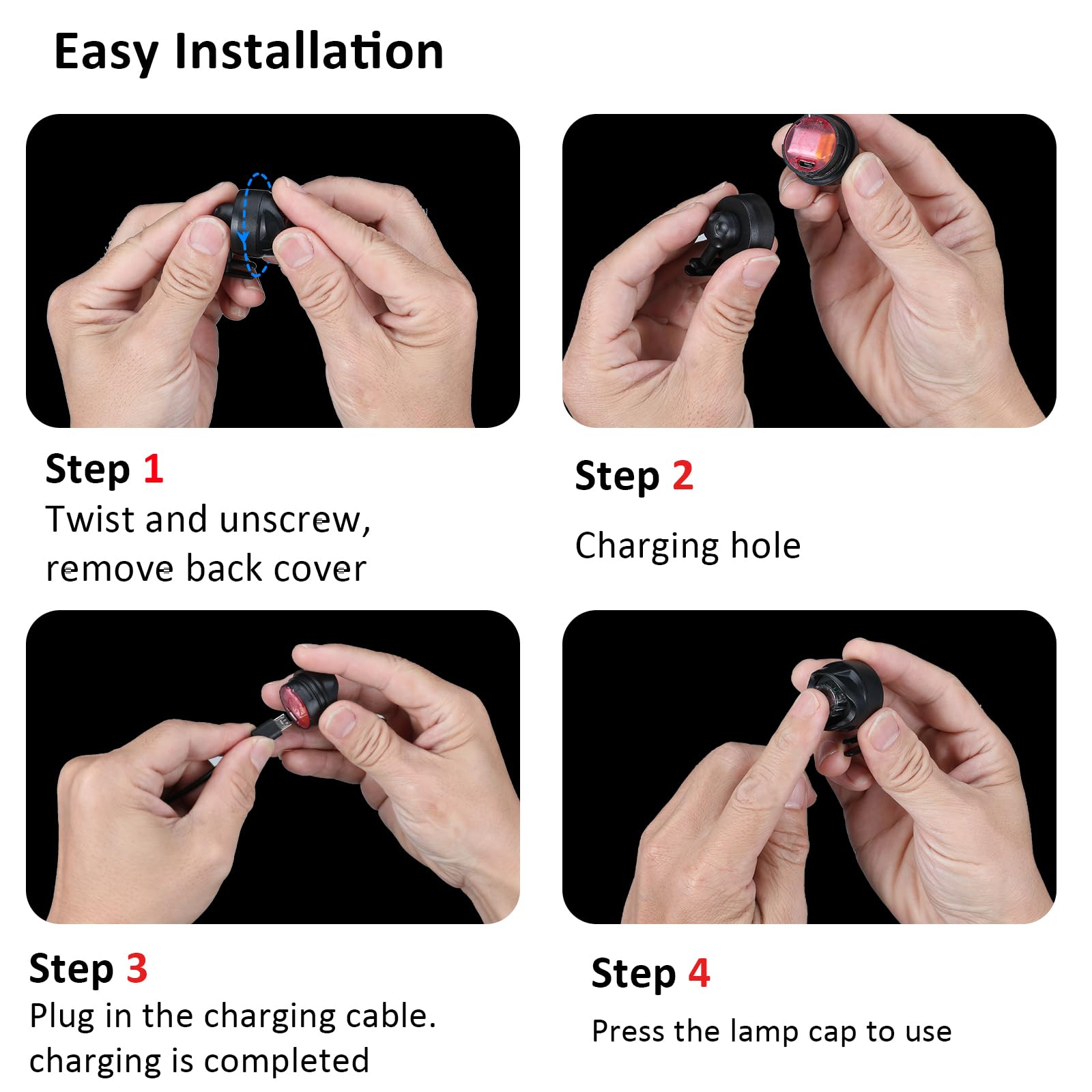 RAHAN Rechargeable Clip on Headlights, LED Shoe Lights with 3 Modes, Pink, Model: Headlights-A