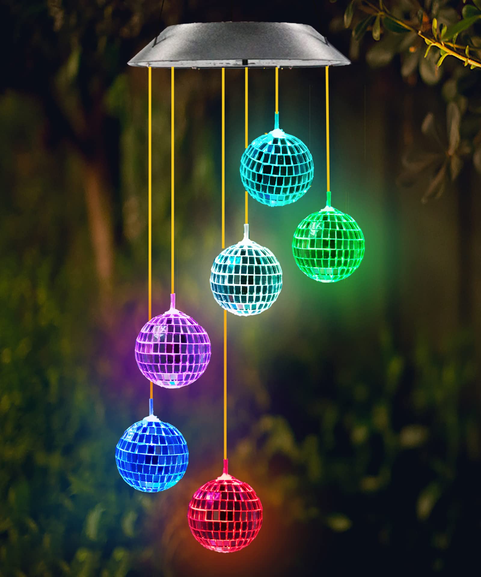 Kwaiffeo Solar Disco Ball Light for Garden Patio Decor, Color Changing, Multicolor, Plastic