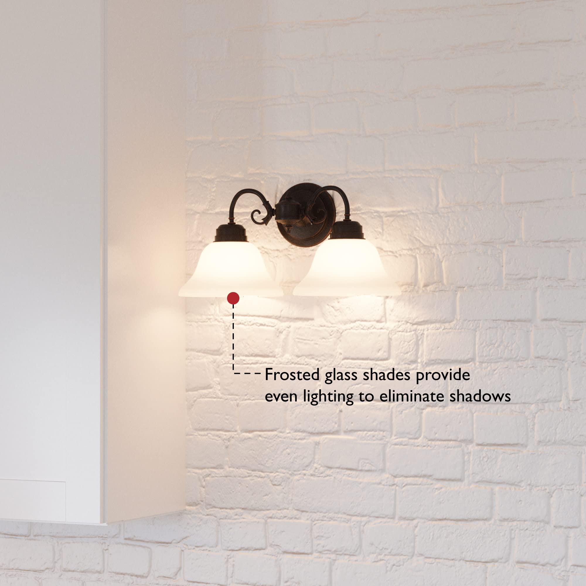 Design House Millbridge 2-Light Wall Light Dimmable Indoor Fixture, Alabaster Glass, Oil Rubbed Bronze, Model 514471