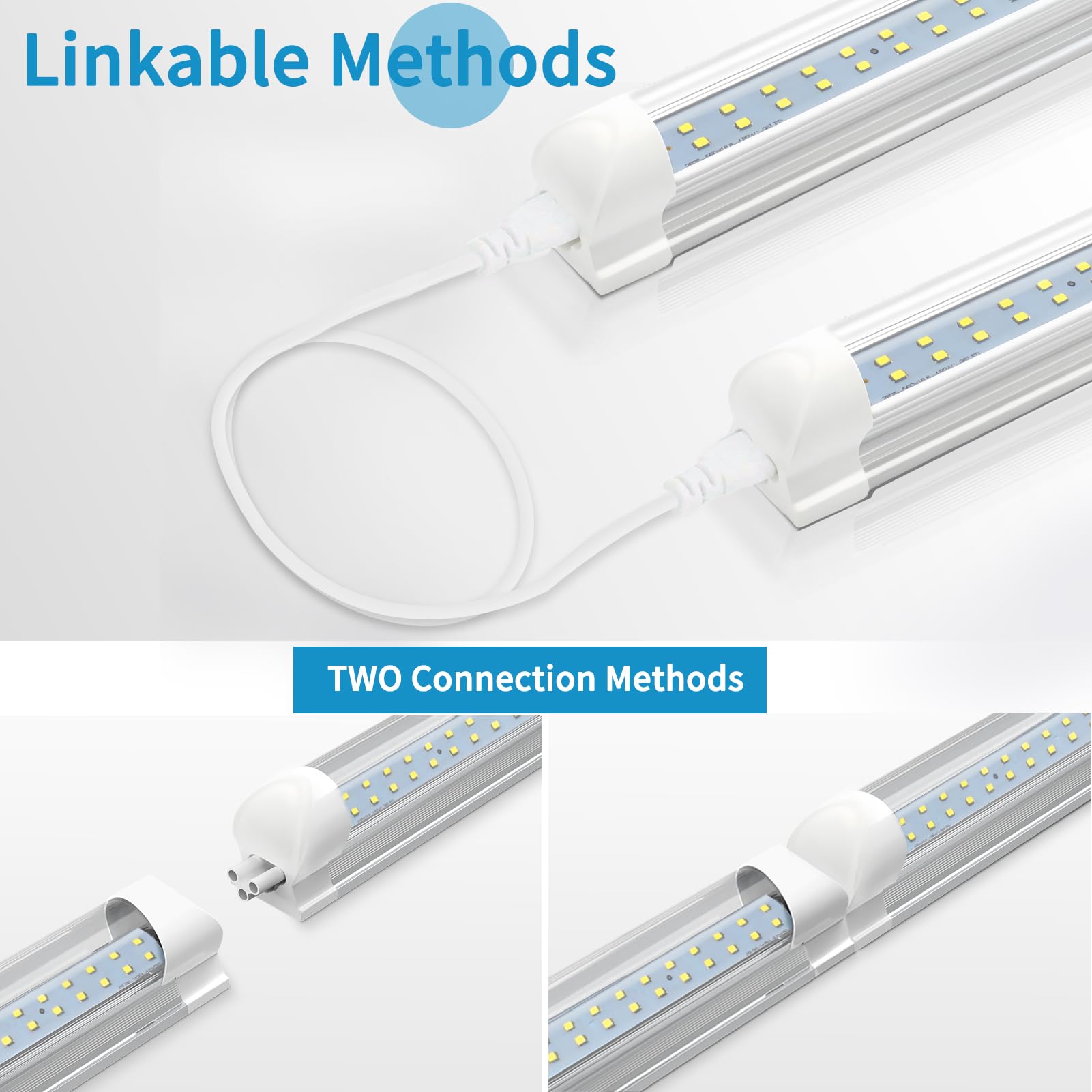 SHOPLED 8FT LED Shop Light, 95W 12350LM, 5000K Daylight, V Shape, 10 Pack